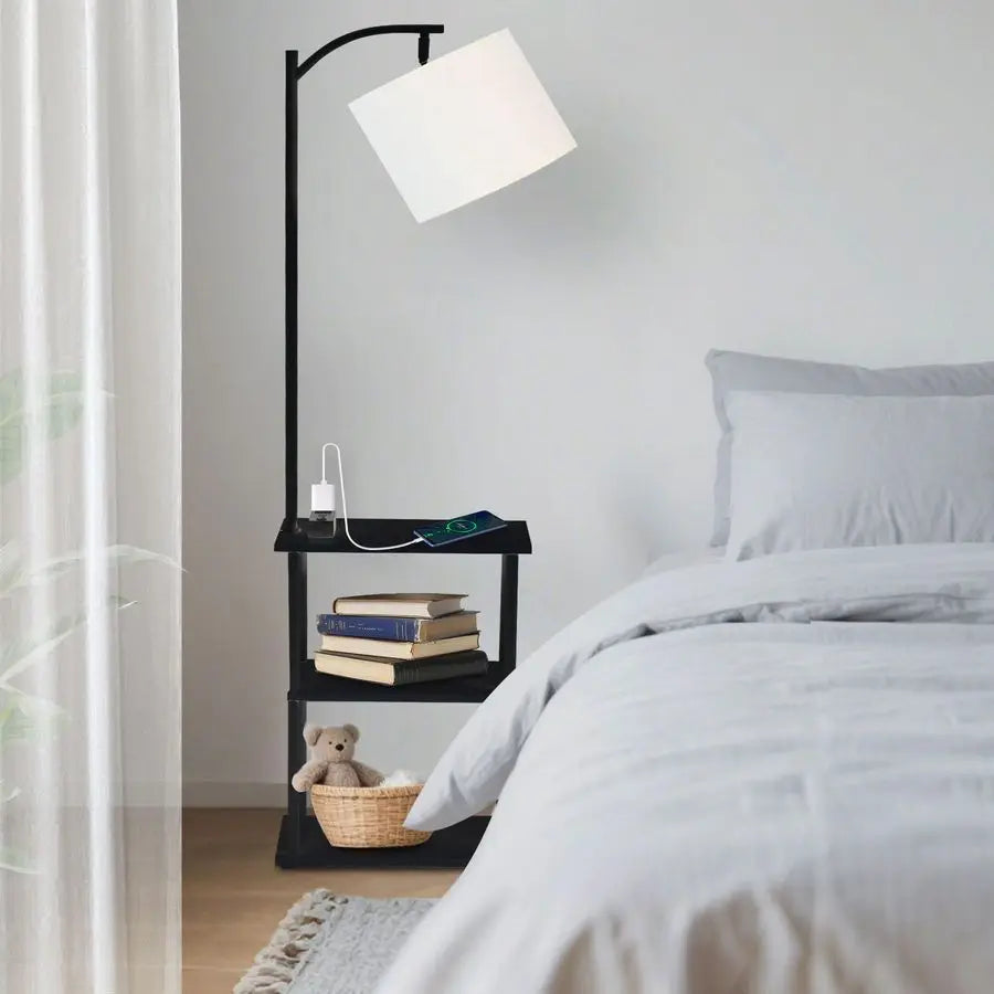 Lamp With Side Table USB Charging And 3 Color Temperatures