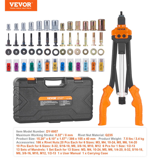SucceBuy 14/16 Inch Rivet Nut Tool Kit With Mandrels