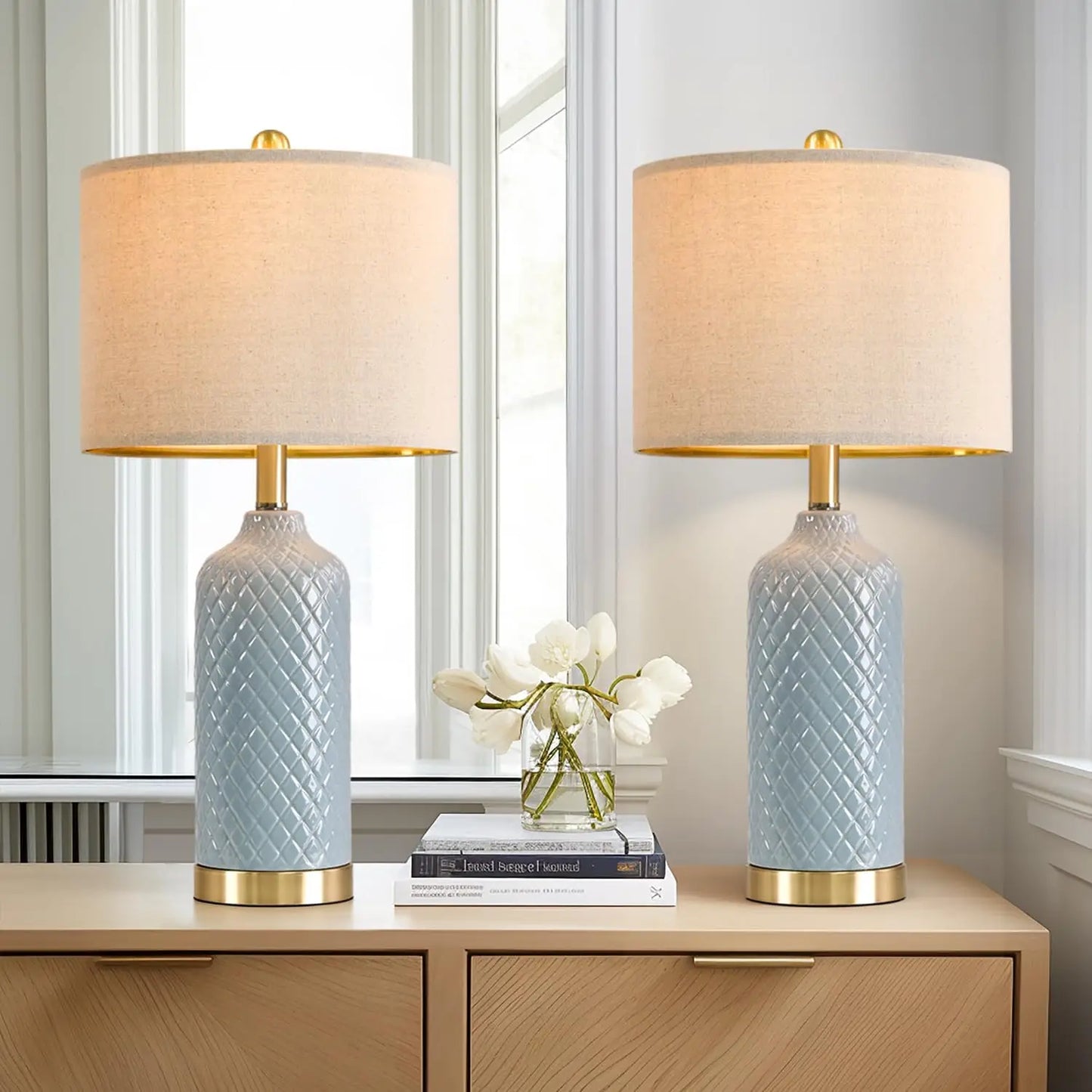 XMSJ Modern Ceramic Table Lamps Set Of 2 For Living