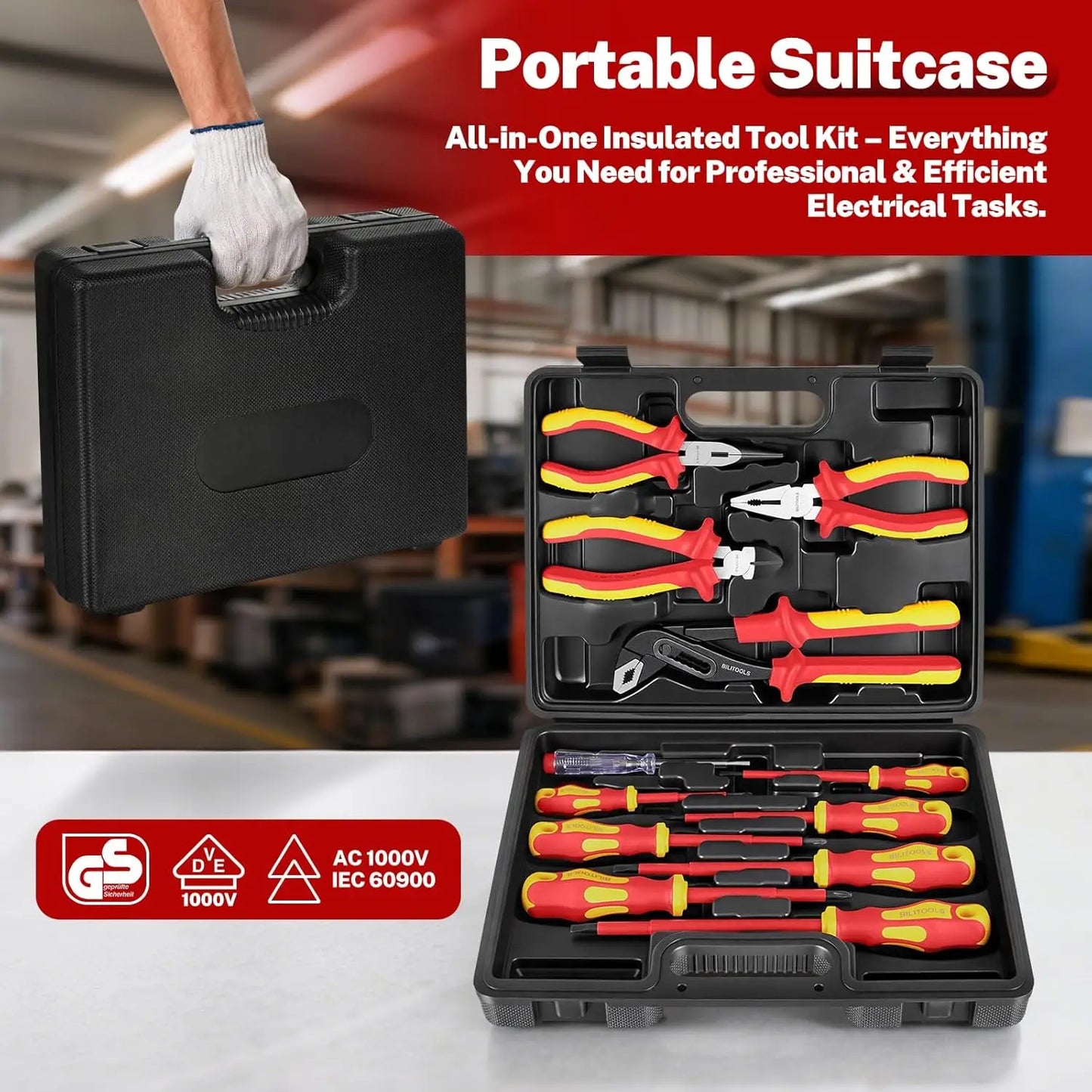 Insulated 1000V Screwdriver And Pliers Set With Magnetic Tips
