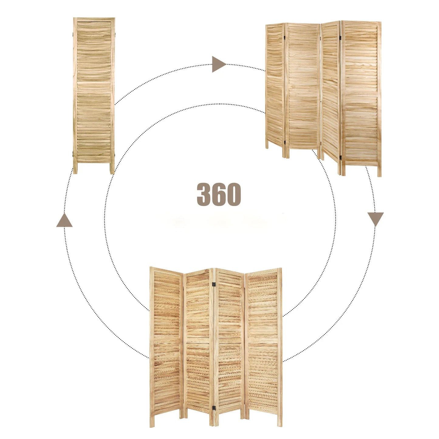 Wood Room Divider Folding Privacy Screen Freestanding Louvered Divider