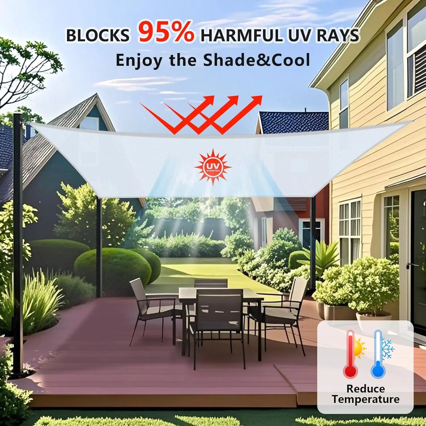 Shade Sail T28 HDPE UV Block For Patio Garden Durable