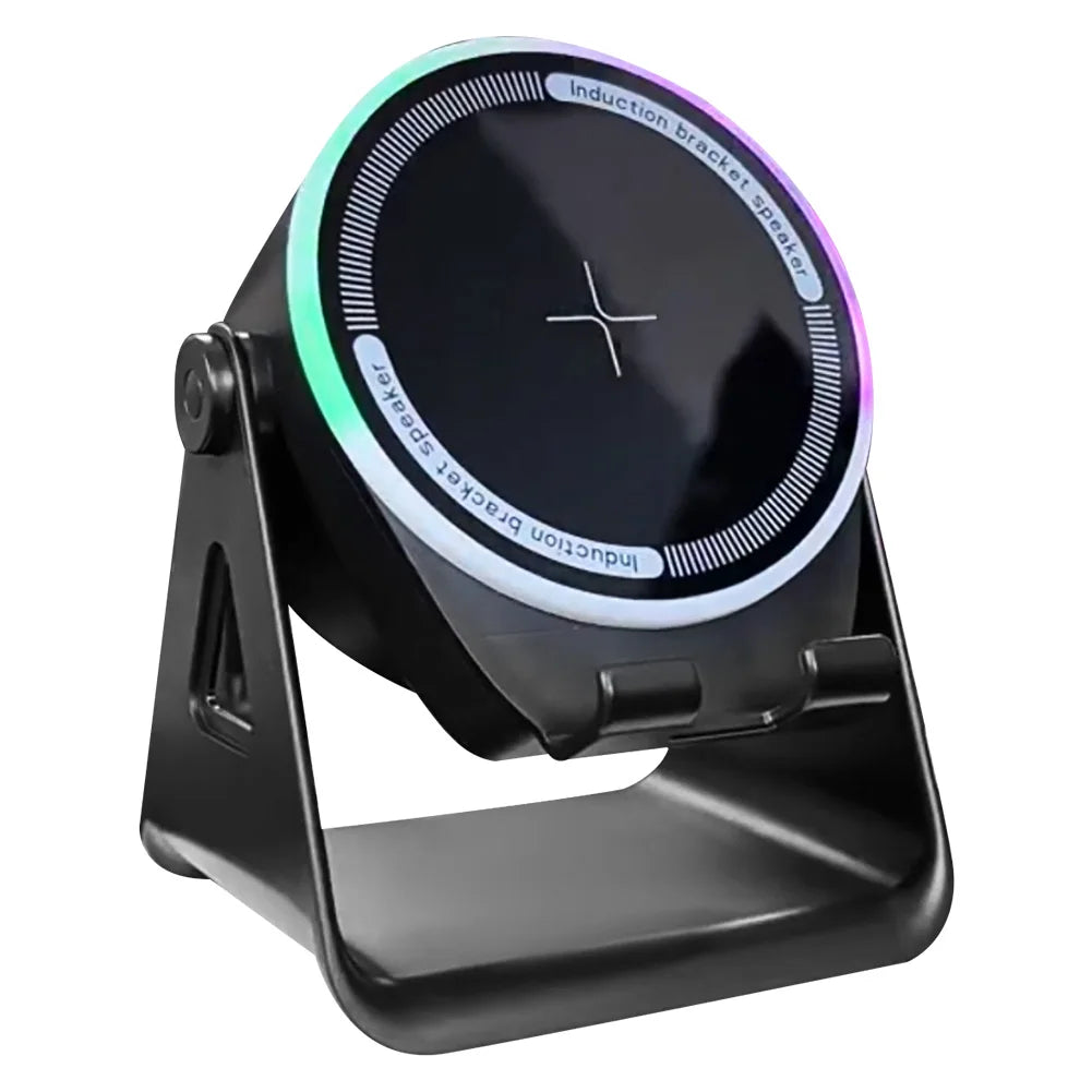 Wireless Induction Bluetooth Speaker With RGB Ambient Light Phone Stand