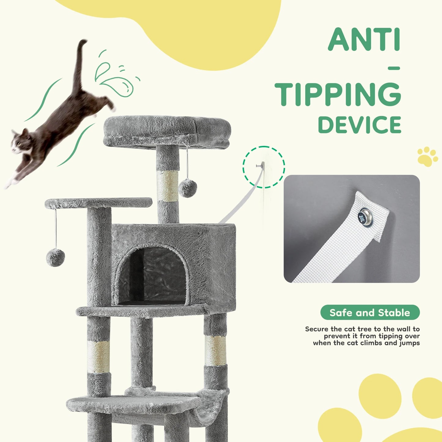 JHK Cat Tree Tower Indoor Multi-Cat Play and Scratching Posts