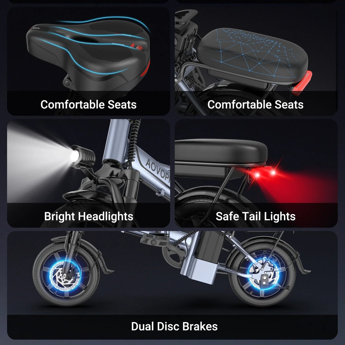AOVOPRO EB60 Foldable Electric Bike Dual Seat 500W 48V