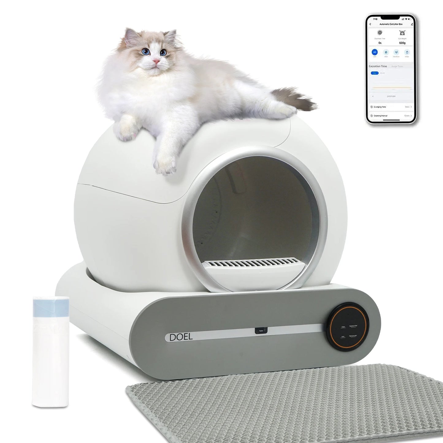 DOEL Self Cleaning Cat Litter Box with App Control