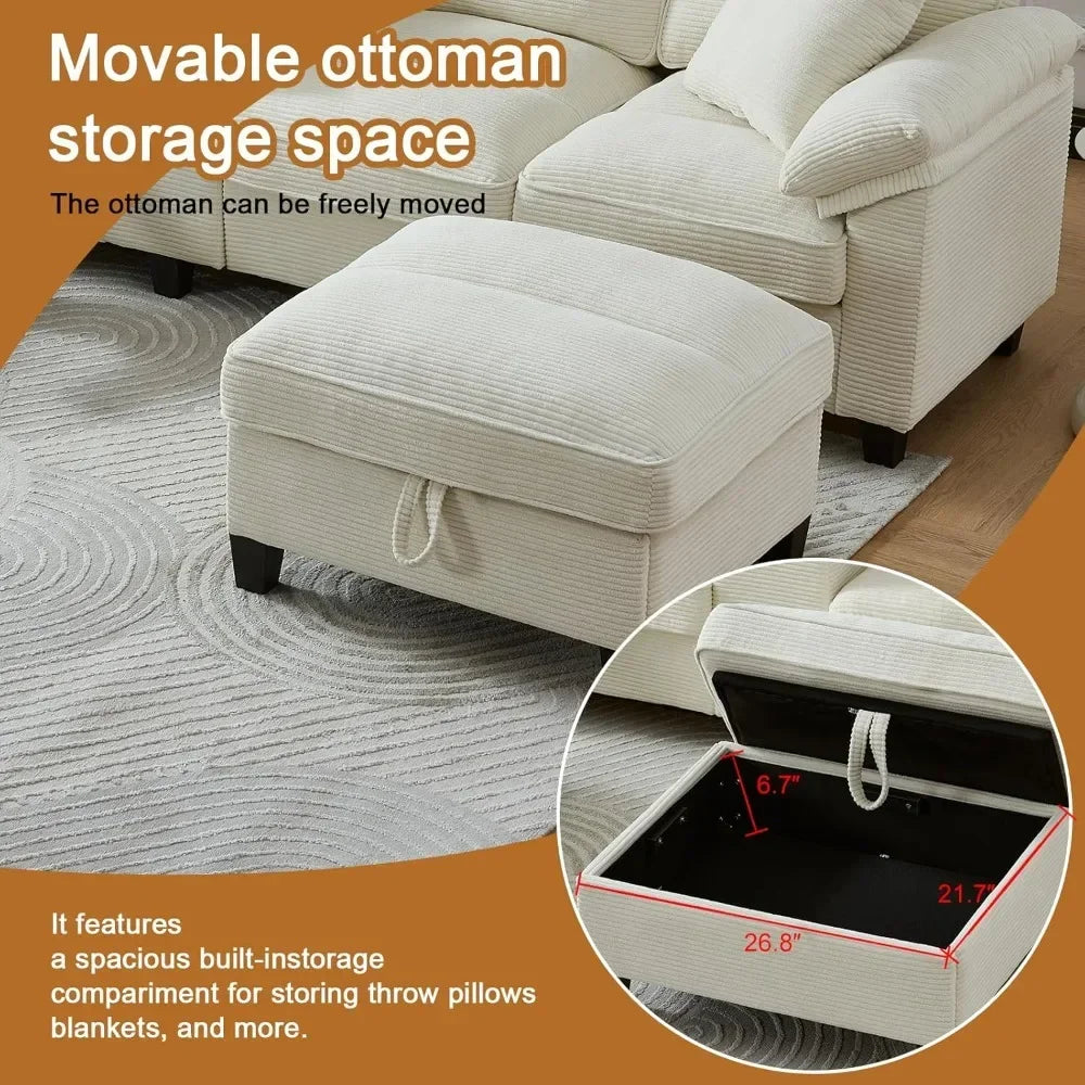 GUANGBAI U Shaped Cloud Couch Sectionals Modern Oversized Modular Sofa