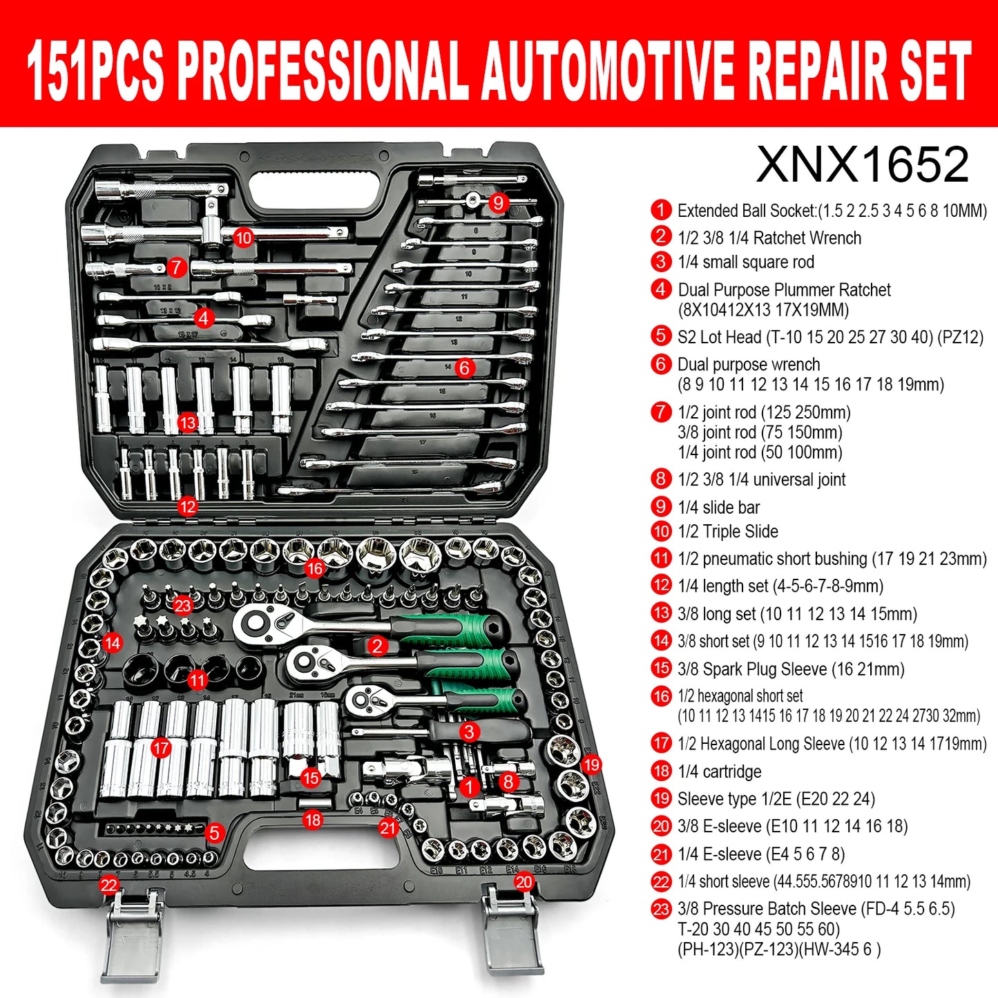 NIUXIANG 151 Piece Drive Socket Set With Ratchets Case