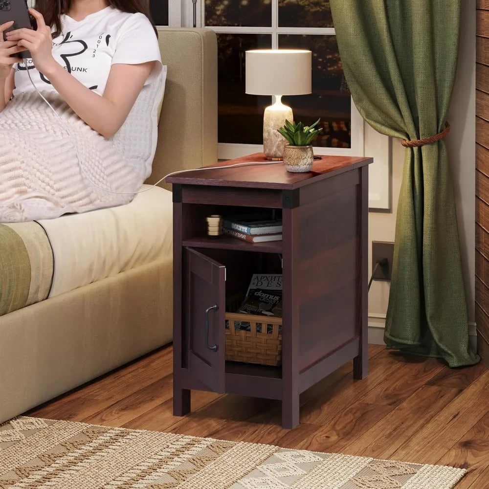 XMSJ Narrow End Tables Set Of 2 With Charging Station