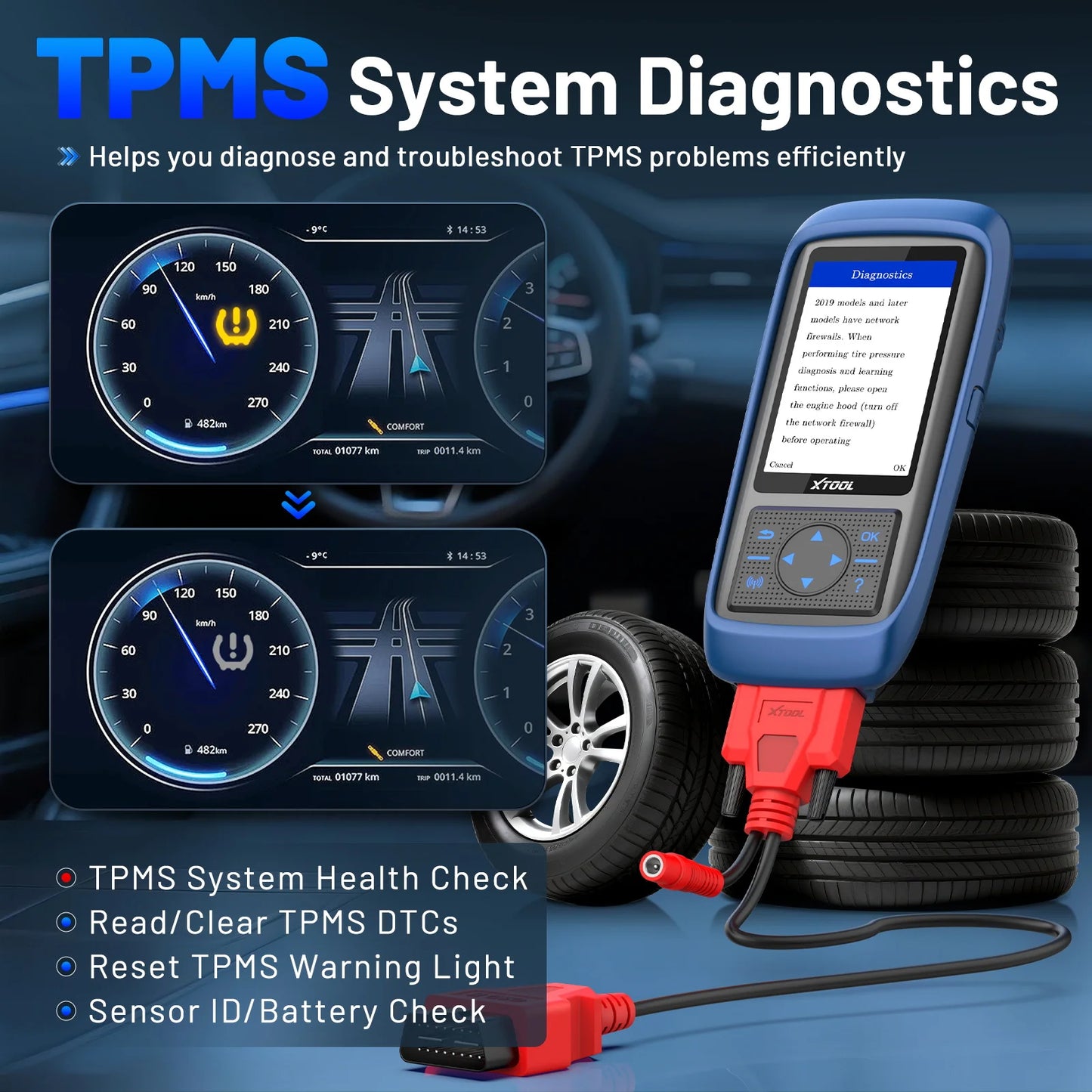 XTOOL TP150 TPMS Programming Tool 315MHz 433MHz Sensors