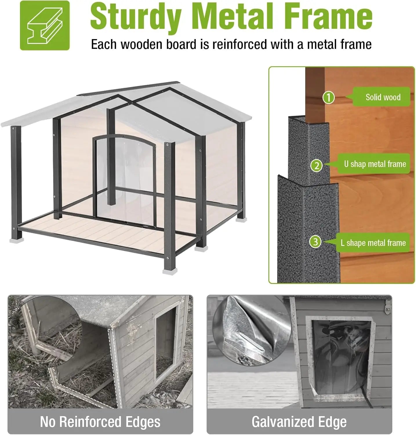 Insulated Heated Weatherproof Outdoor Dog House With Pad And Frame