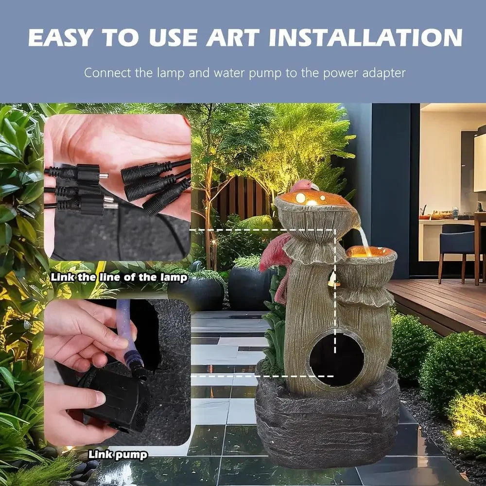 5-Tier Indoor Outdoor Waterfall Fountain With LED Lights