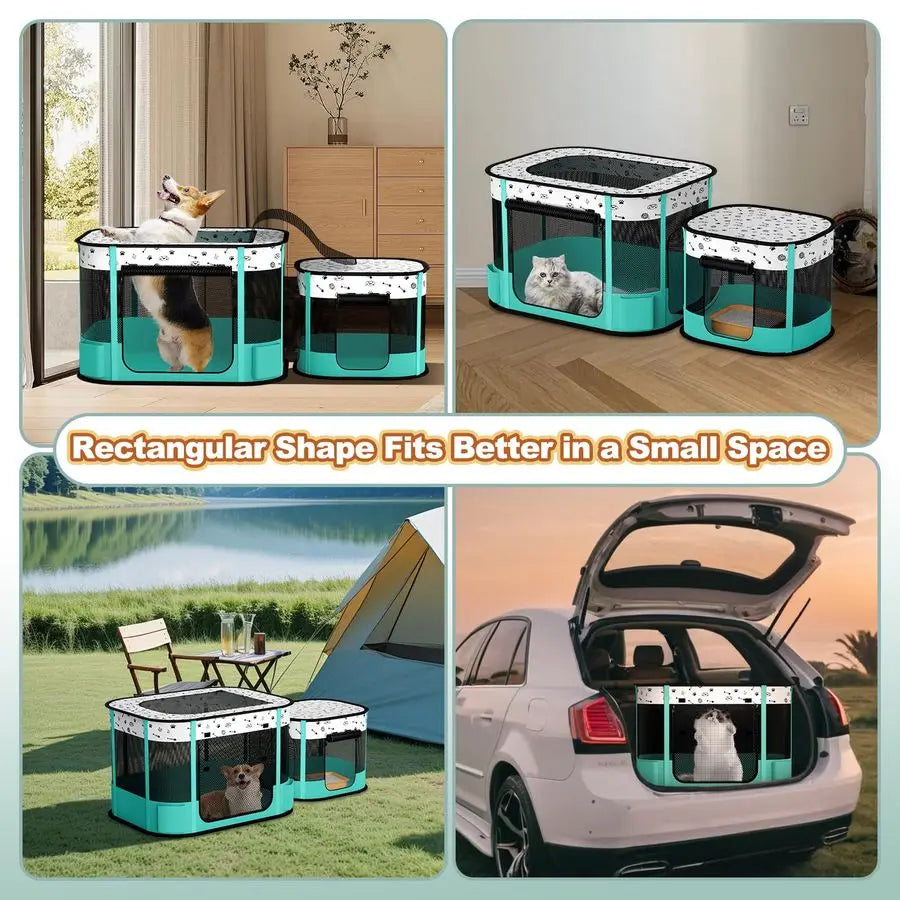 XMSJ Portable Cat Playpen 8 Rod Reinforced Indoor Outdoor Enclosure