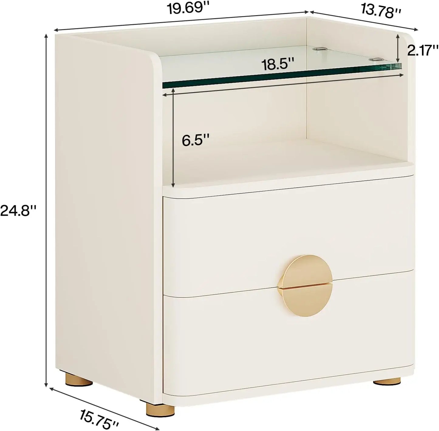 Tribesigns Nightstand With 2 Drawers And Open Shelf