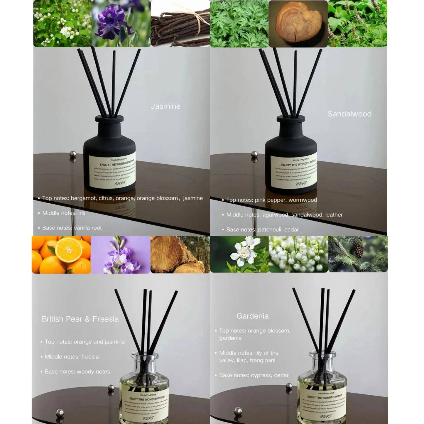 Flameless Freesia Jasmine Fragrance Oil With Reed Diffuser Stick