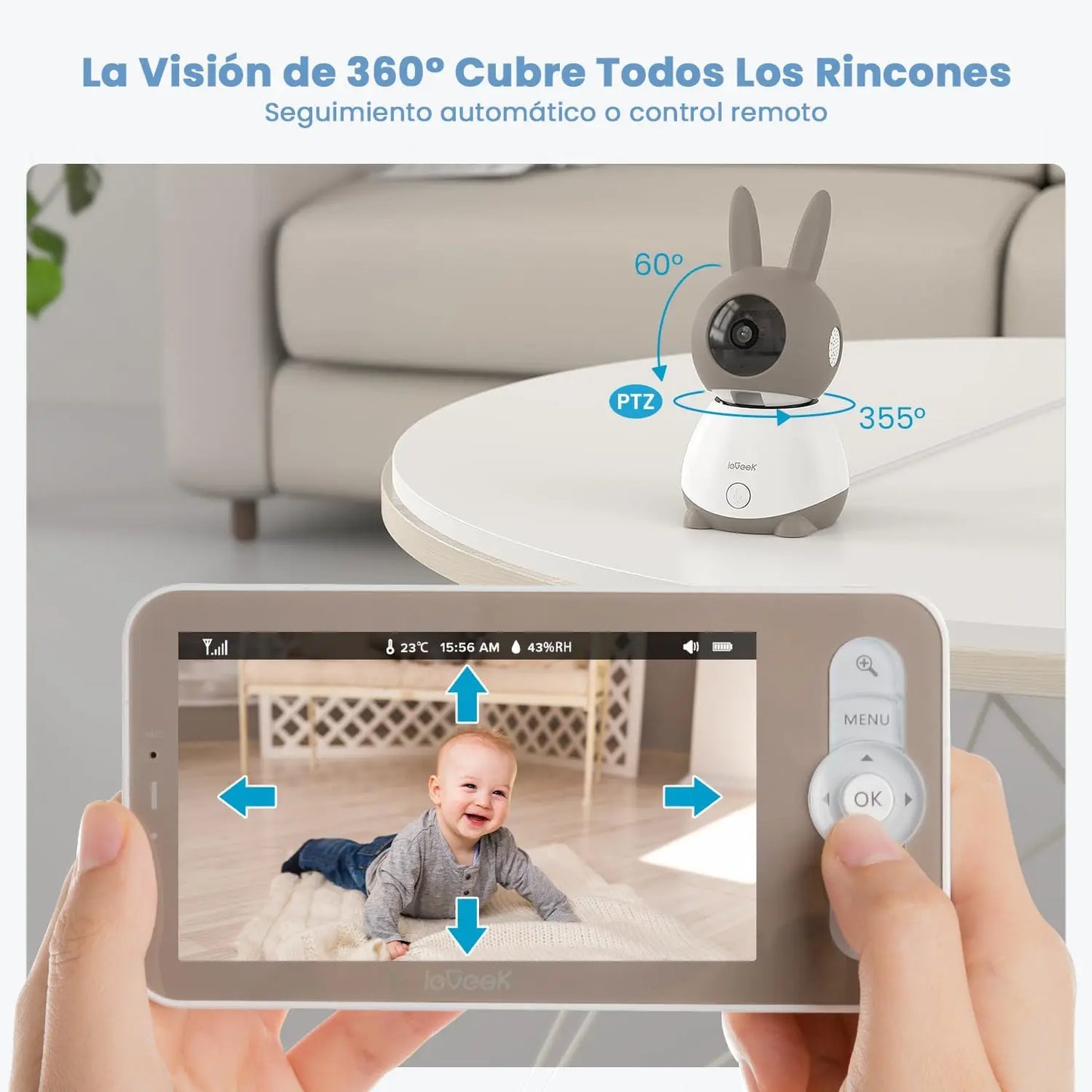 IEGEEK Baby Surveillance Camera 2K/3MP With 360 Degree PTZ