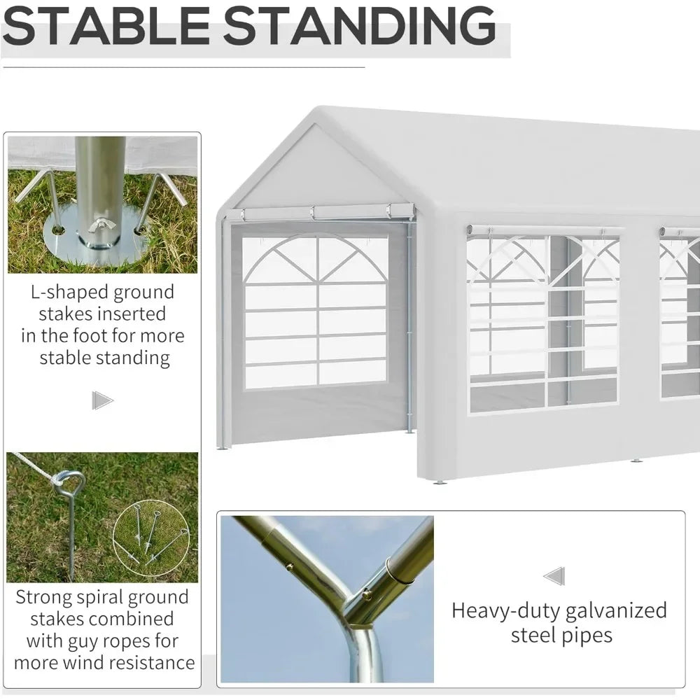 Heavy Duty Party Tent Outdoor Gazebo Shelter With Removable Sidewalls