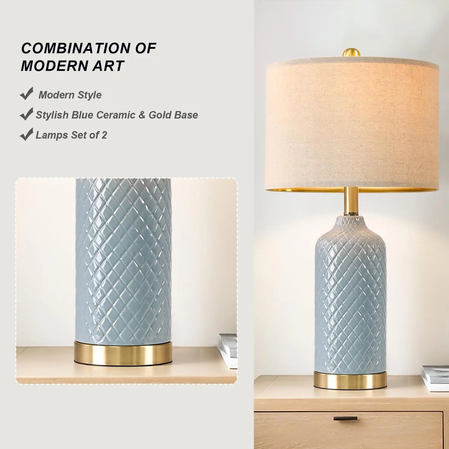 XMSJ Modern Ceramic Table Lamps Set Of 2 For Living