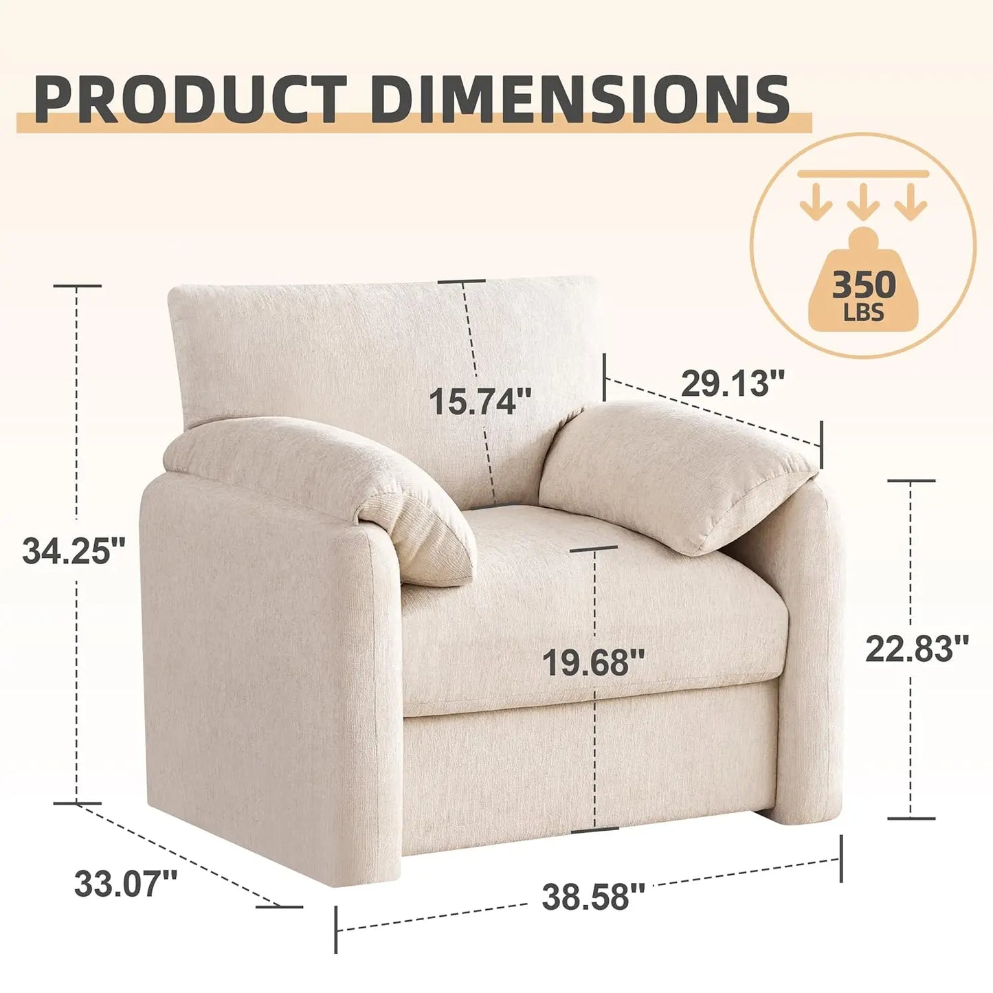 Chenille Oversized Armchair Modern Minimalist Lounge Chair