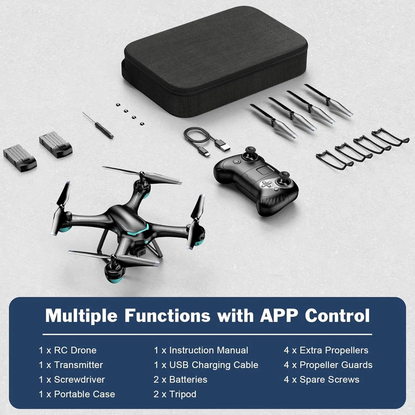 Beginner Drone with 1080P Camera, Gesture Selfie, Altitude Hold, One Key Start, 3D Flips, 2 Batteries
