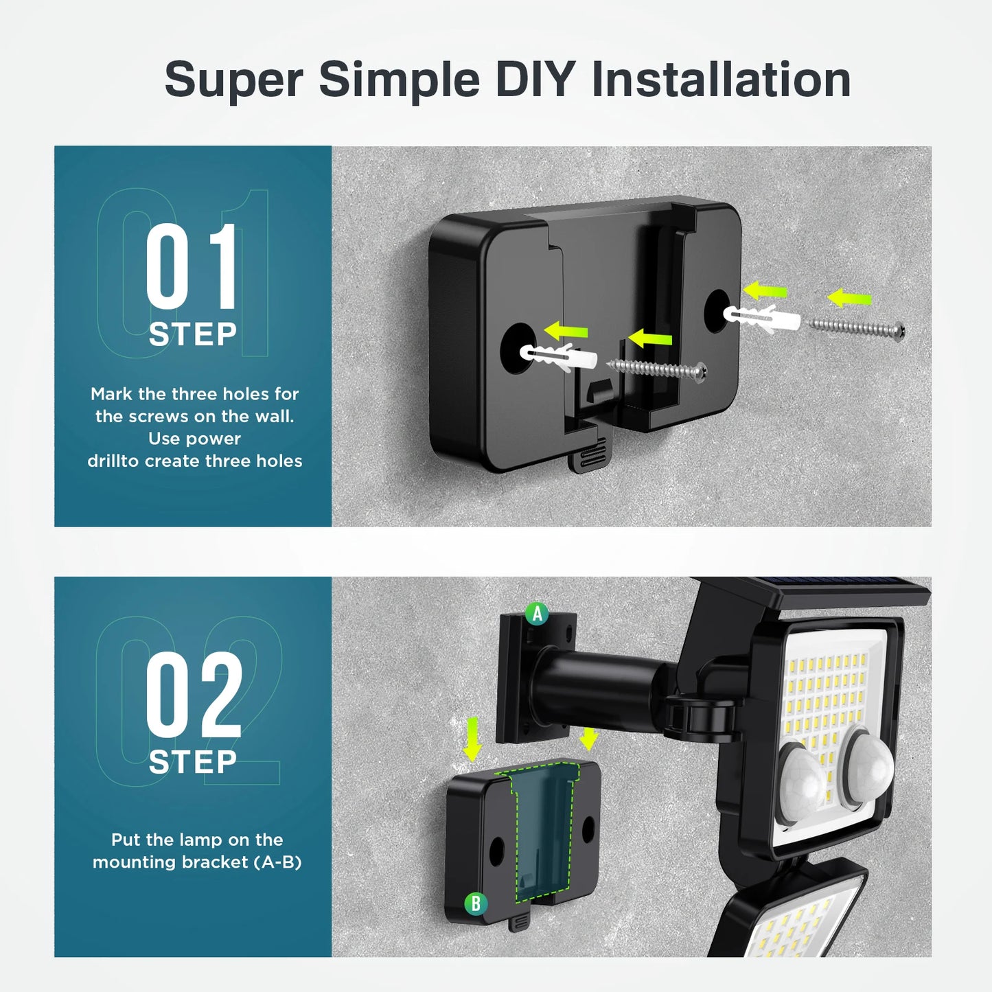 SZRSTH Solar Outdoor Lights 3000LM LED Motion Sensor Backyard