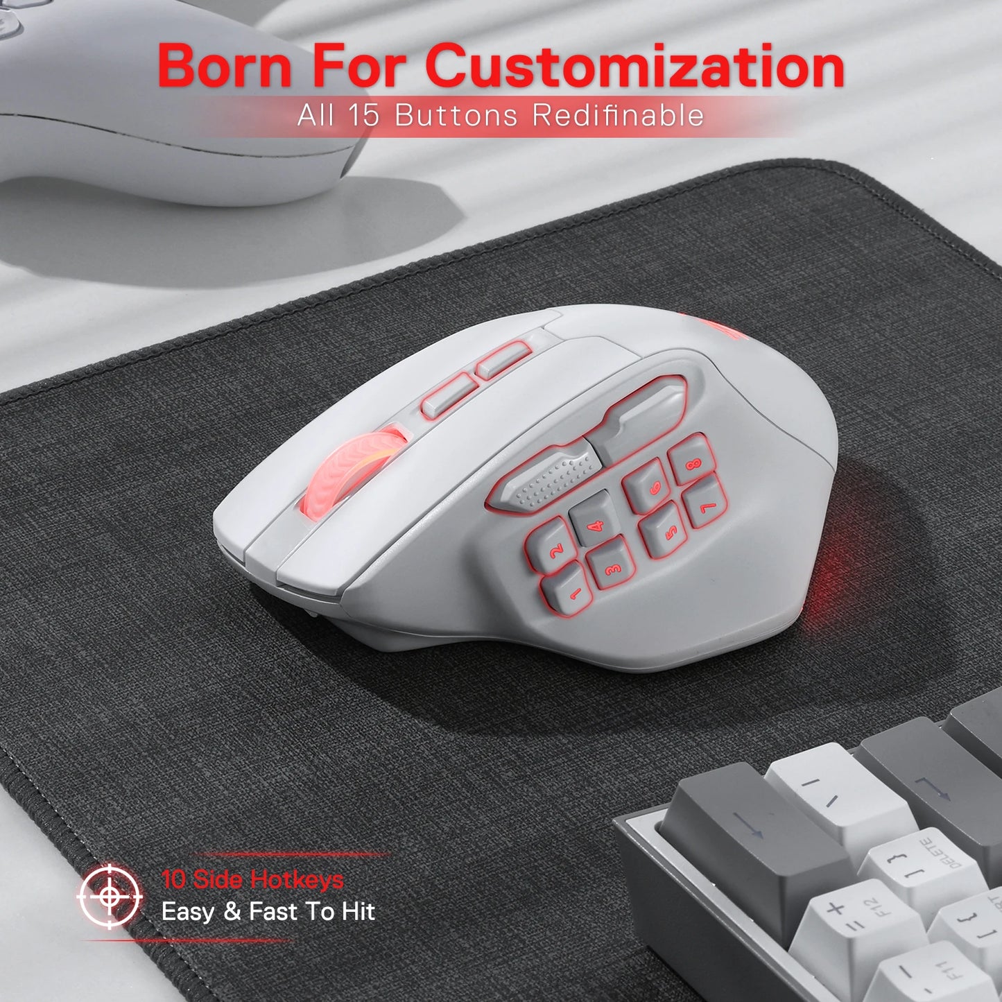 Redragon M811 Pro Wireless MMO Gaming Mouse With 15 Buttons