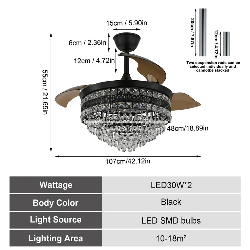 GreeLustr Modern Smart Ceiling Fan With LED Light And Remote