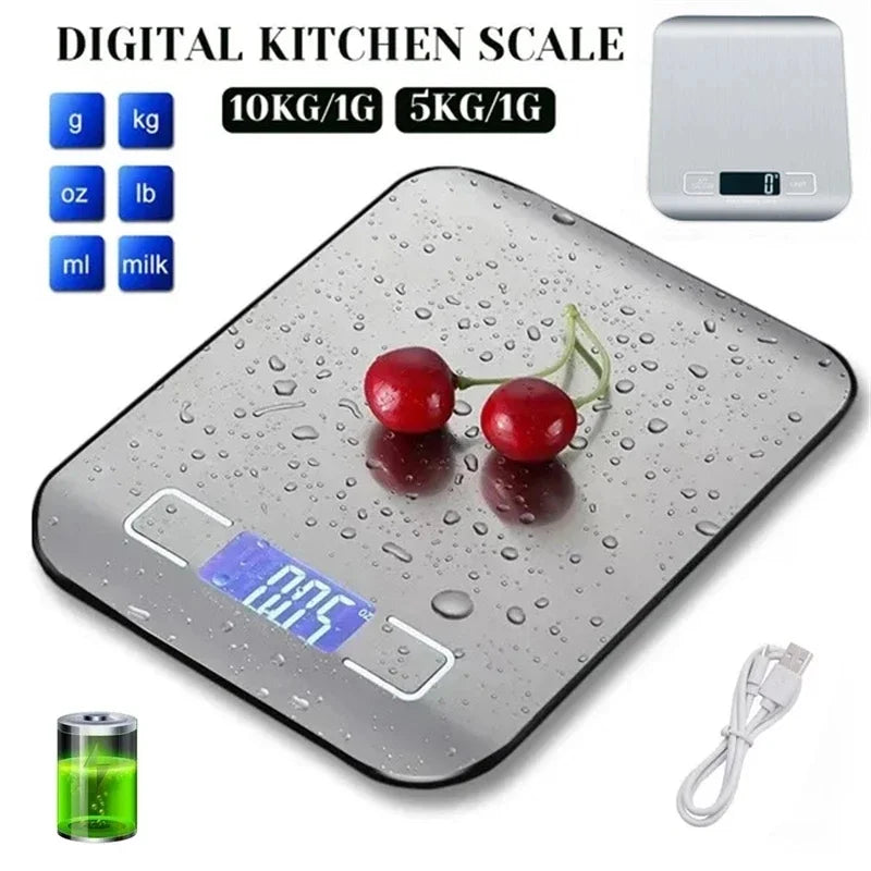 Kitchen Digital Scale Portable With LCD Display USB Charging