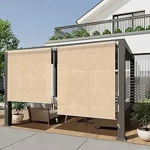 XMSJ Outdoor Roller Shade Cordless Patio Blinds
