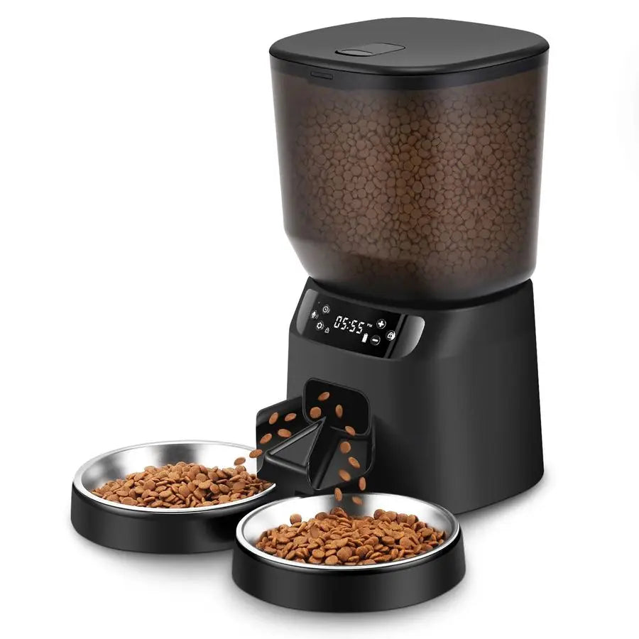 Automatic Dual Cat Feeder With Timer For Two Cats Bowls