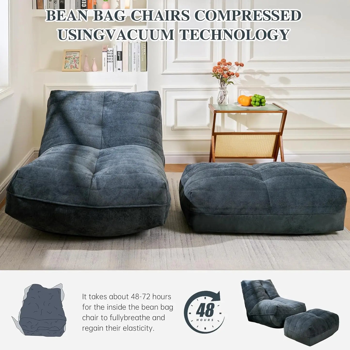XMSJ Bean Bag Chair With Ottoman And Memory Foam Sofa