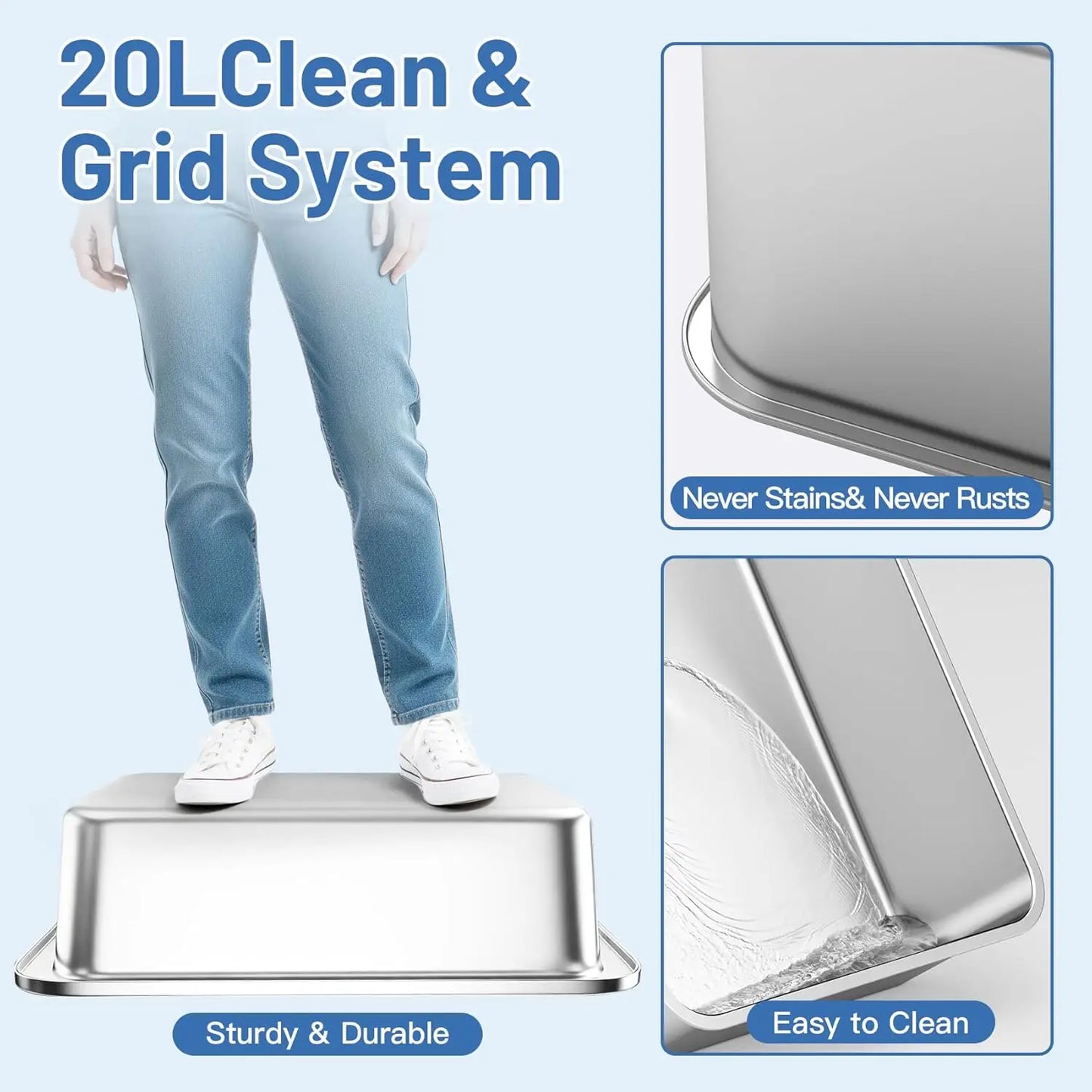 2-Pack Stainless Steel Cat Litter Box With Lid, Leak-Proof Odor-Resistant