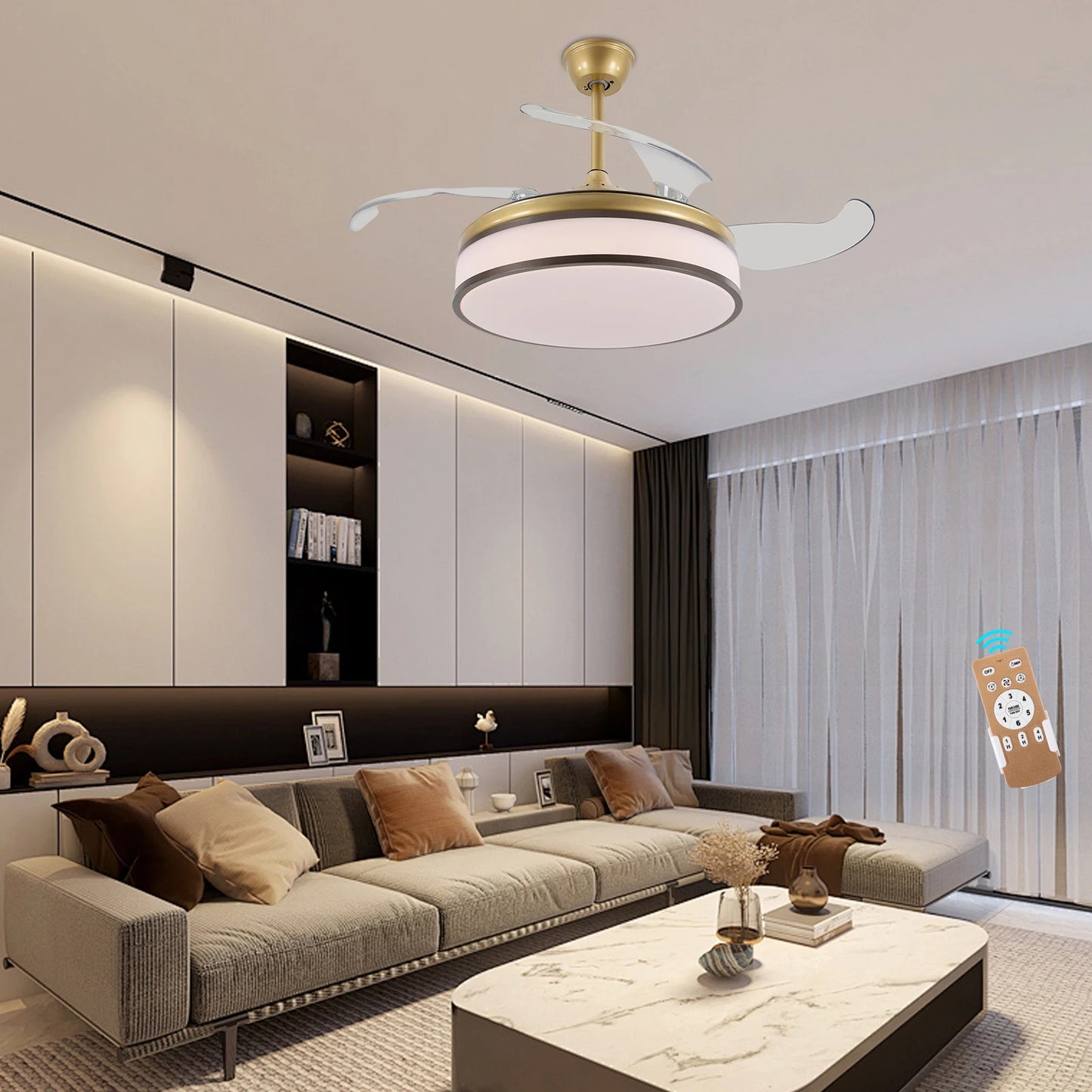 Ceiling Fan Pendant Light With Remote Control For Bedroom Kitchen