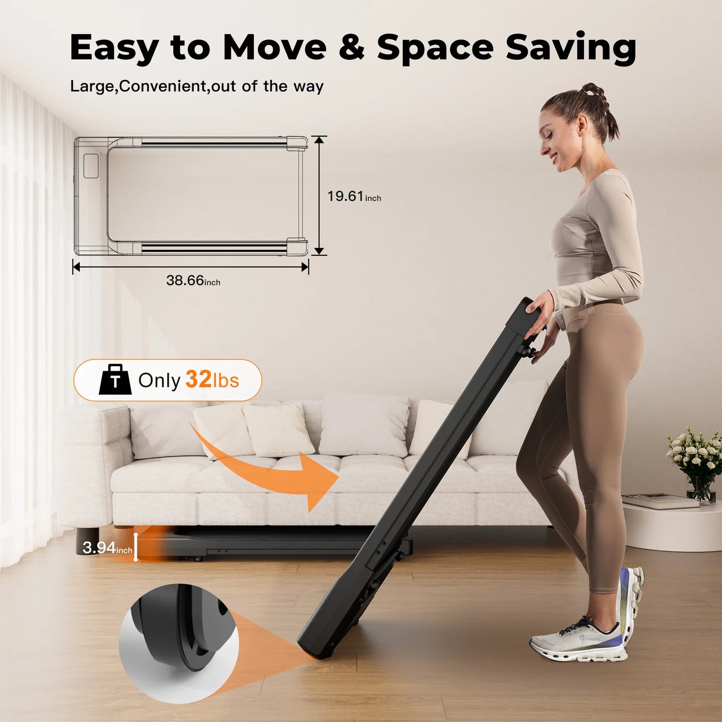 Superun Walking Pad Under Desk Treadmill 2.5HP With Wireless Remote