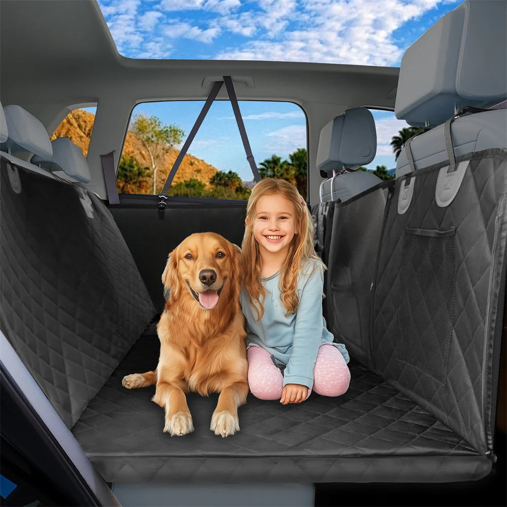 Waterproof Back Seat Extender Dog Car Seat Cover With Mesh Window Storage Pocket