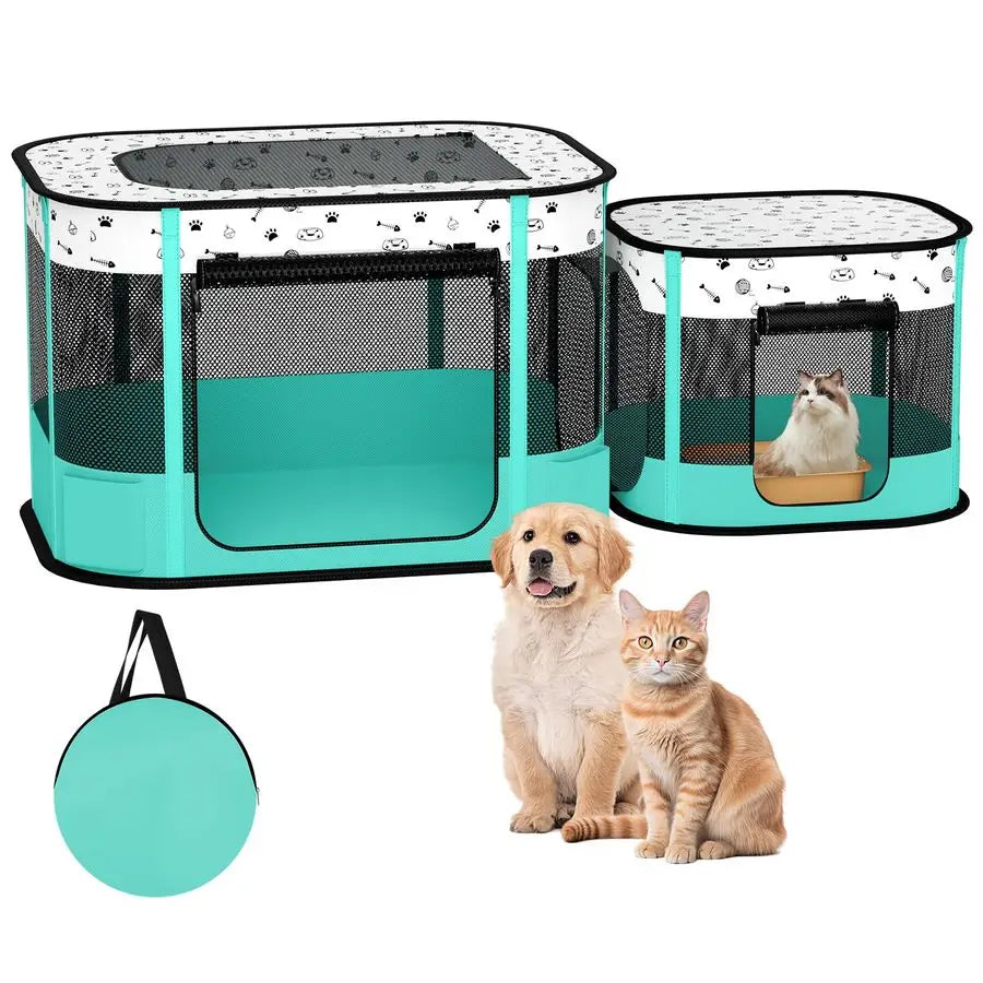 XMSJ Portable Cat Playpen 8 Rod Reinforced Indoor Outdoor Enclosure