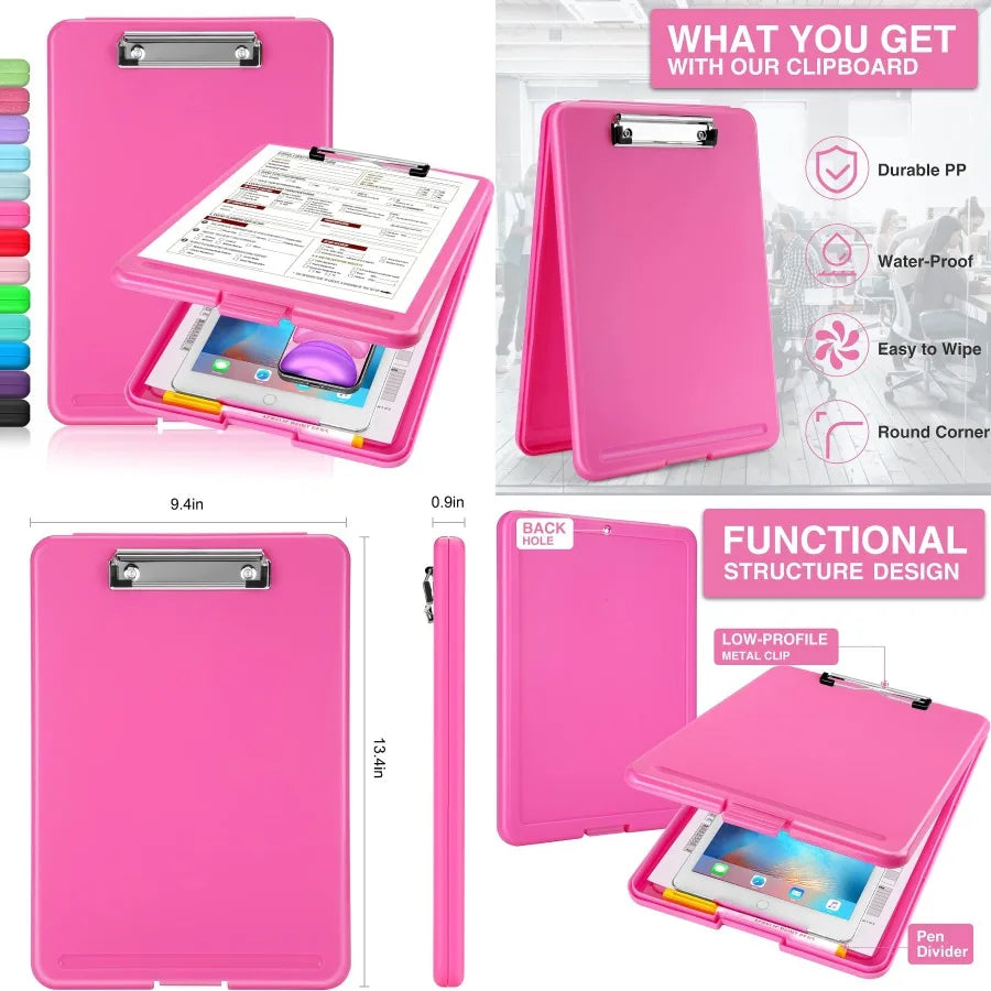 Foldable Plastic Clipboard With Built In Storage For Office Productivity
