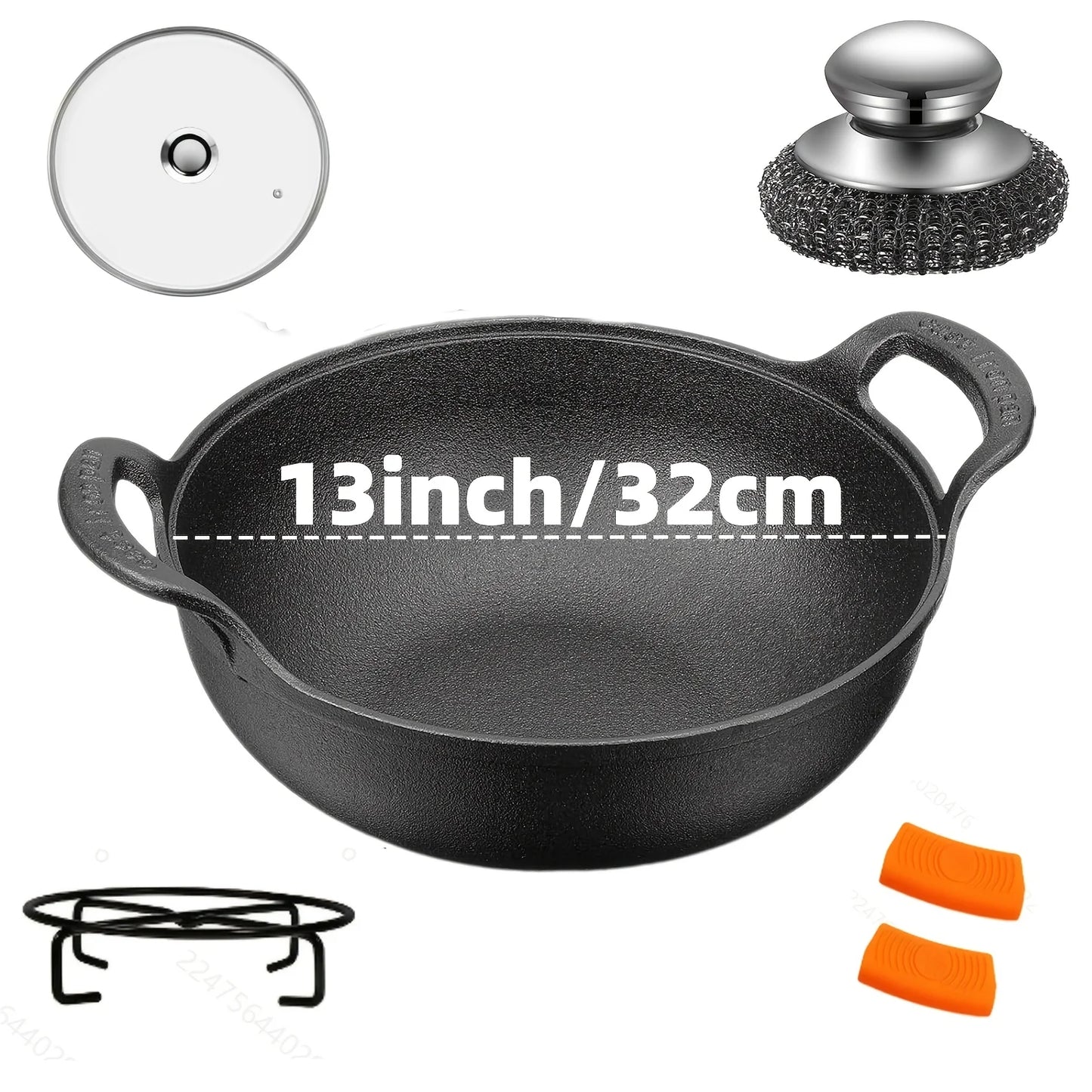 AEDG Cast Iron Skillet Set Three Piece Preseasoned Heavy Duty Pans Oven Grill