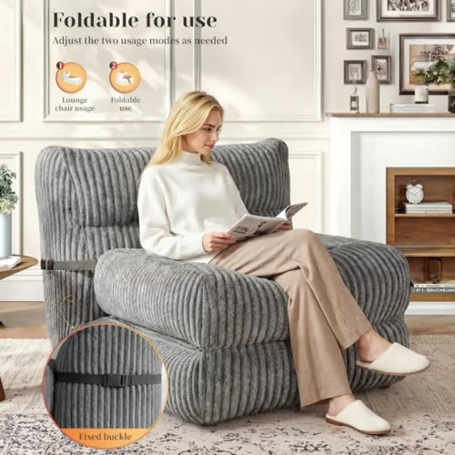 MDNG Memory Foam Bean Bag Chair With Foldable Ottoman