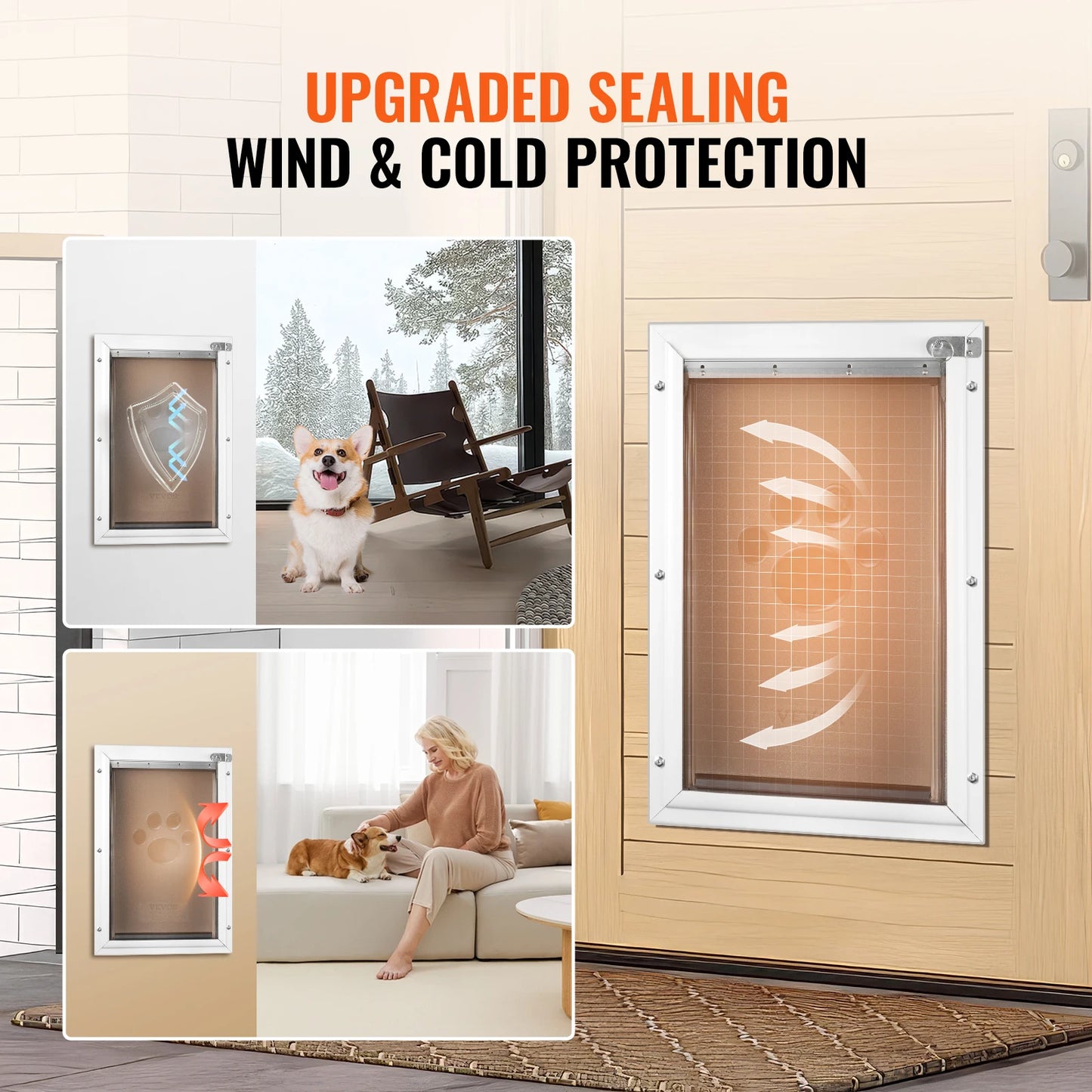 SucceBuy Pet Door With Aluminum Frame, Lock, And Flap System