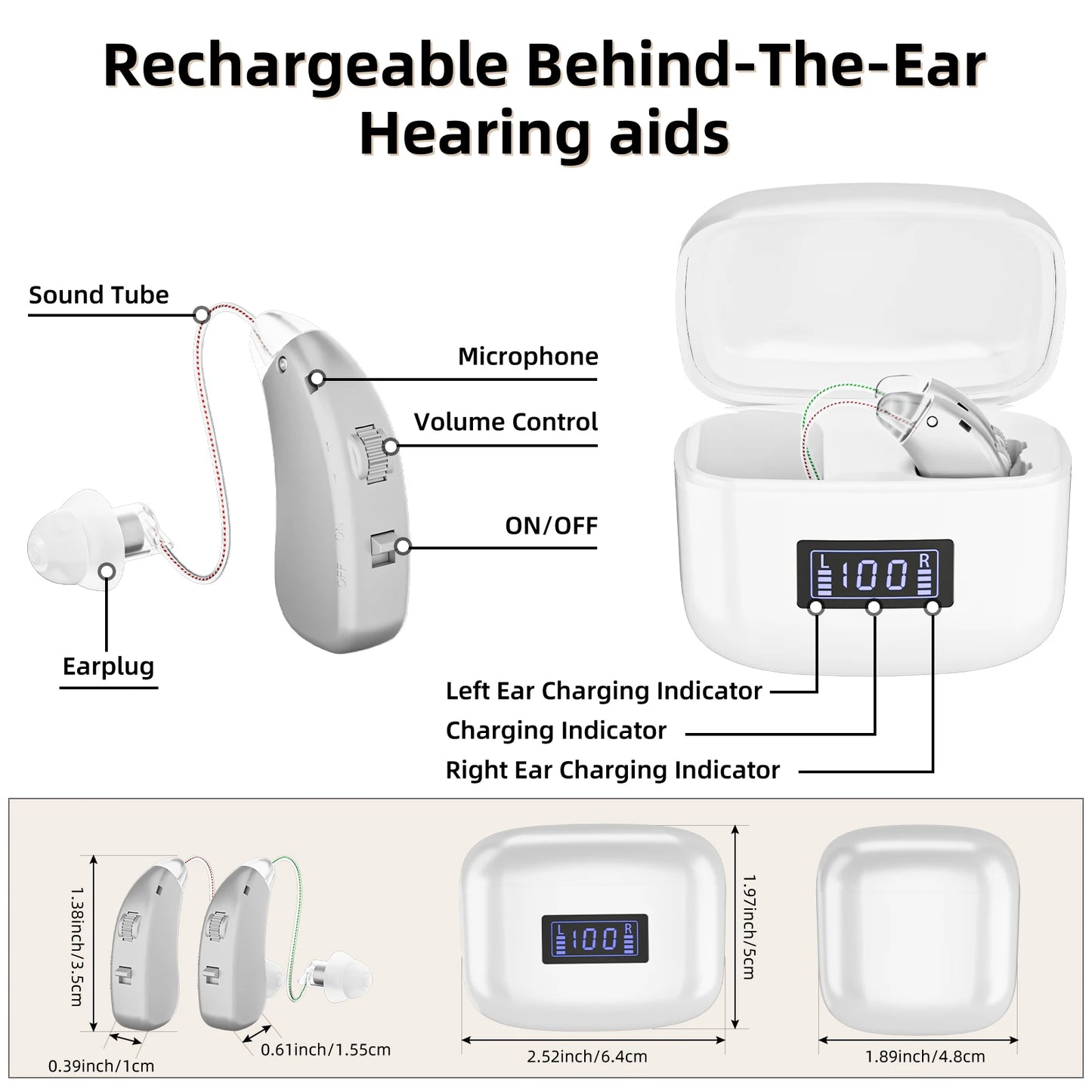 KFCOPTEE Rechargeable Hearing Aids For Adults, Invisible Digital Ear Amplifiers