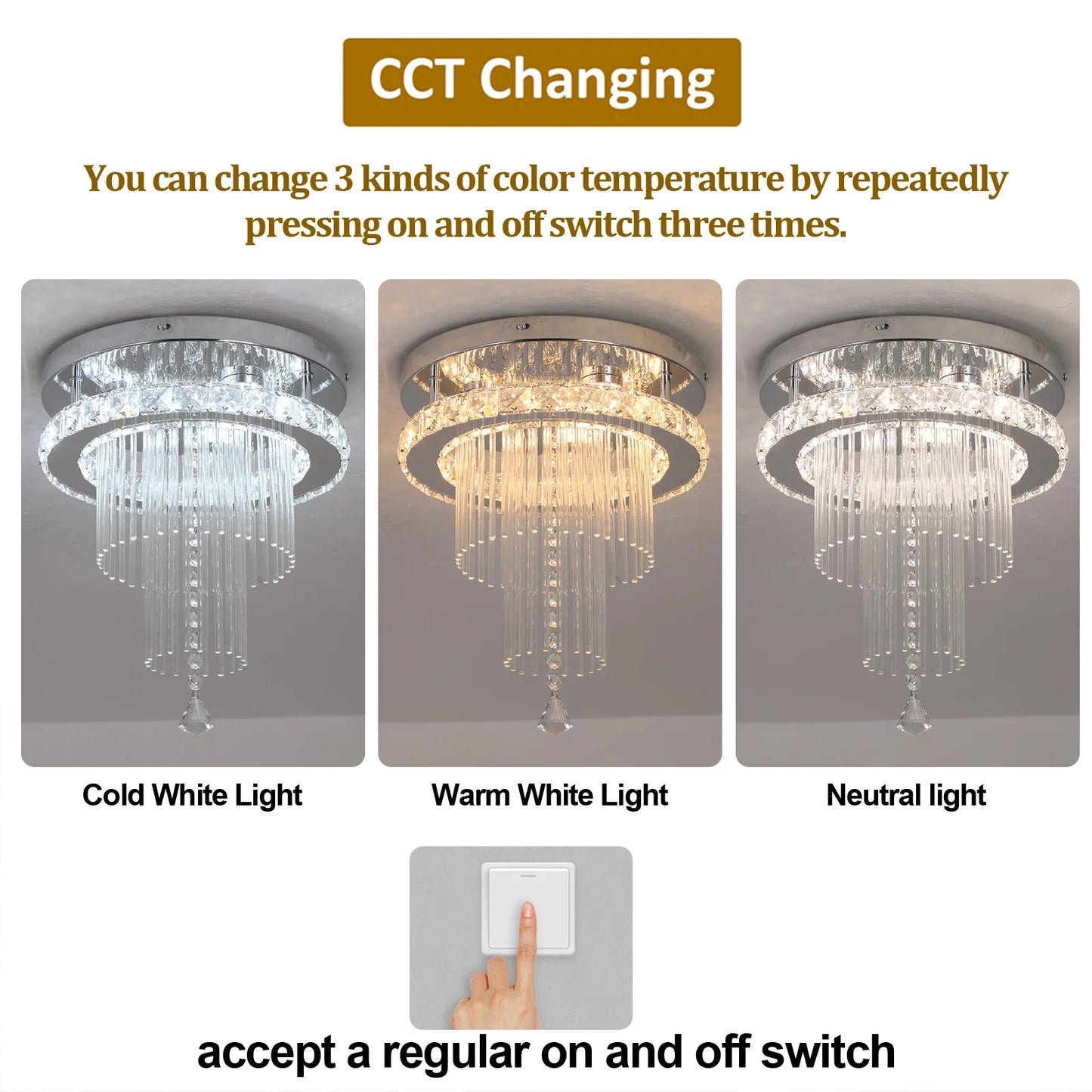 Deckrico Drop Crystal Pendant Light Chandelier For Living Room