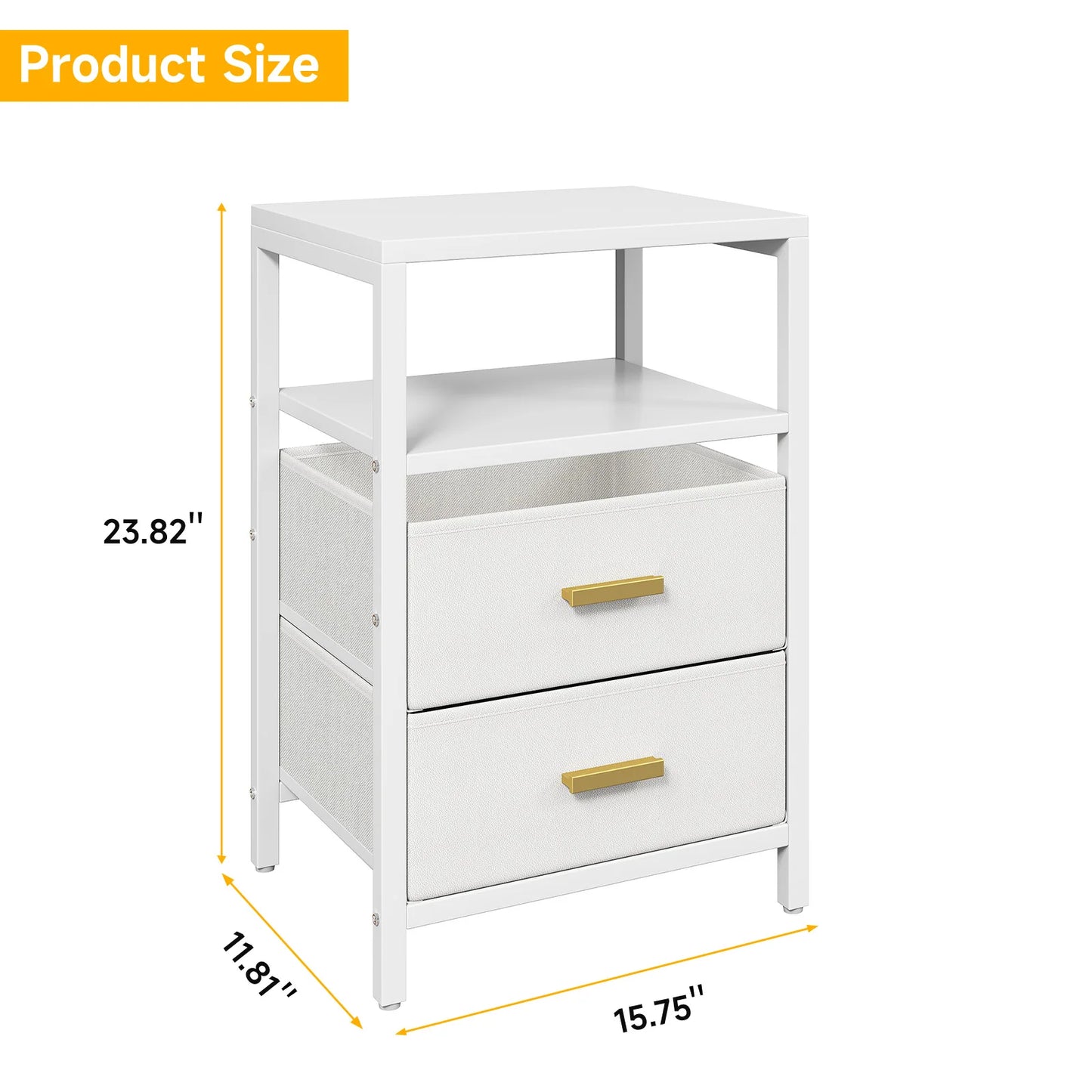 Particle Board Modern Bedside Table With Fabric Drawers