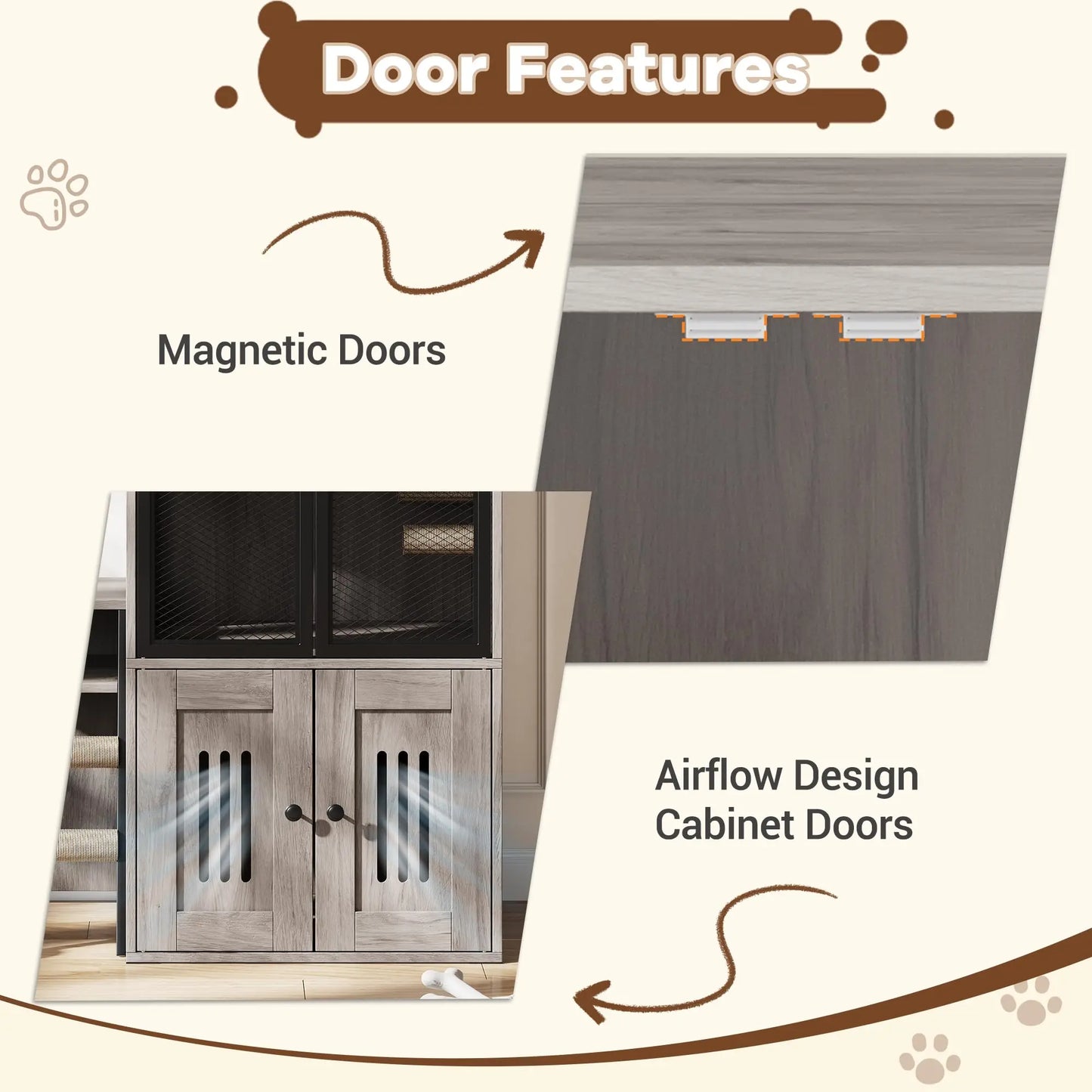 HiMISSCN Cat Litter Box Furniture Enclosed With Doors Odor Control