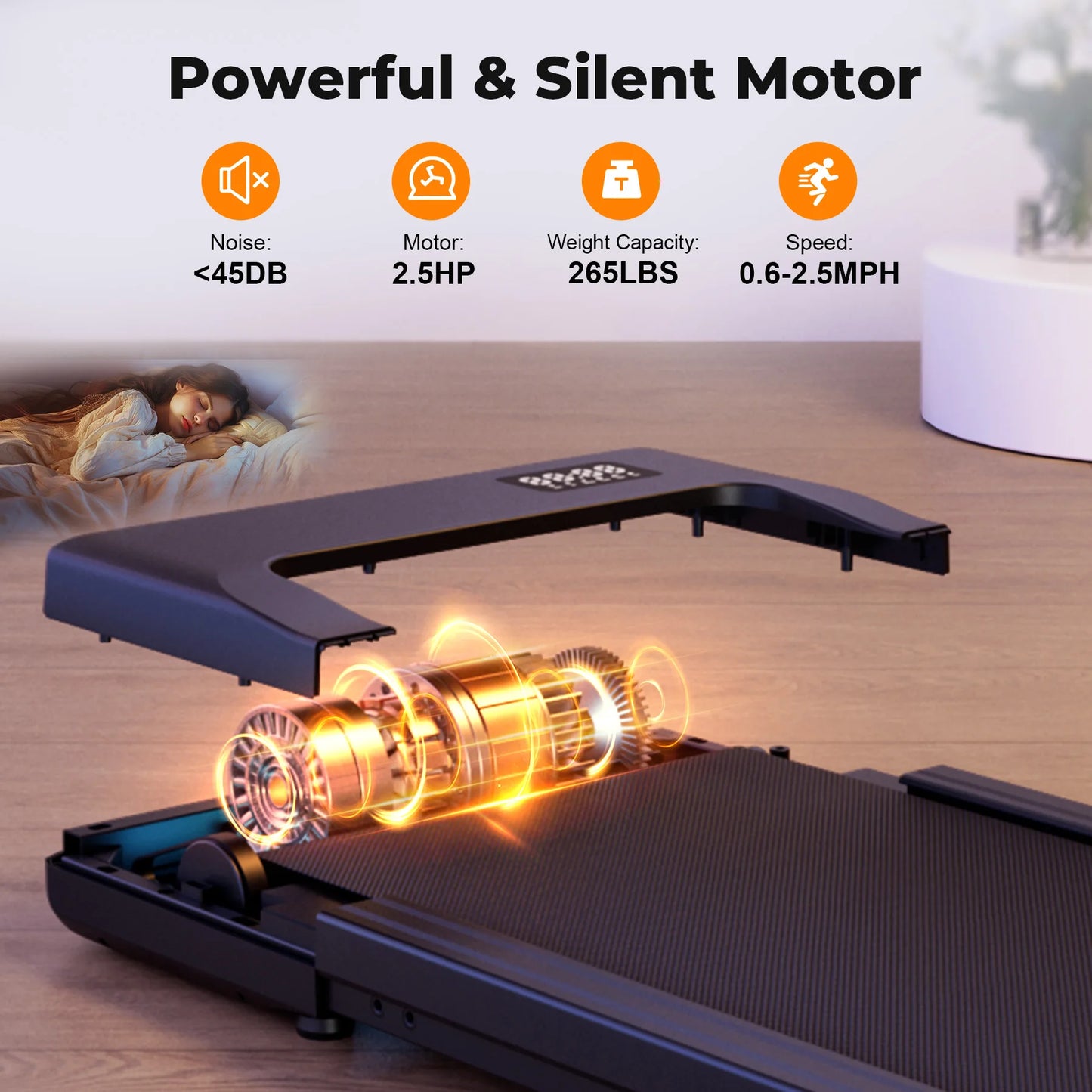 Superun Walking Pad Under Desk Treadmill 2.5HP With Wireless Remote
