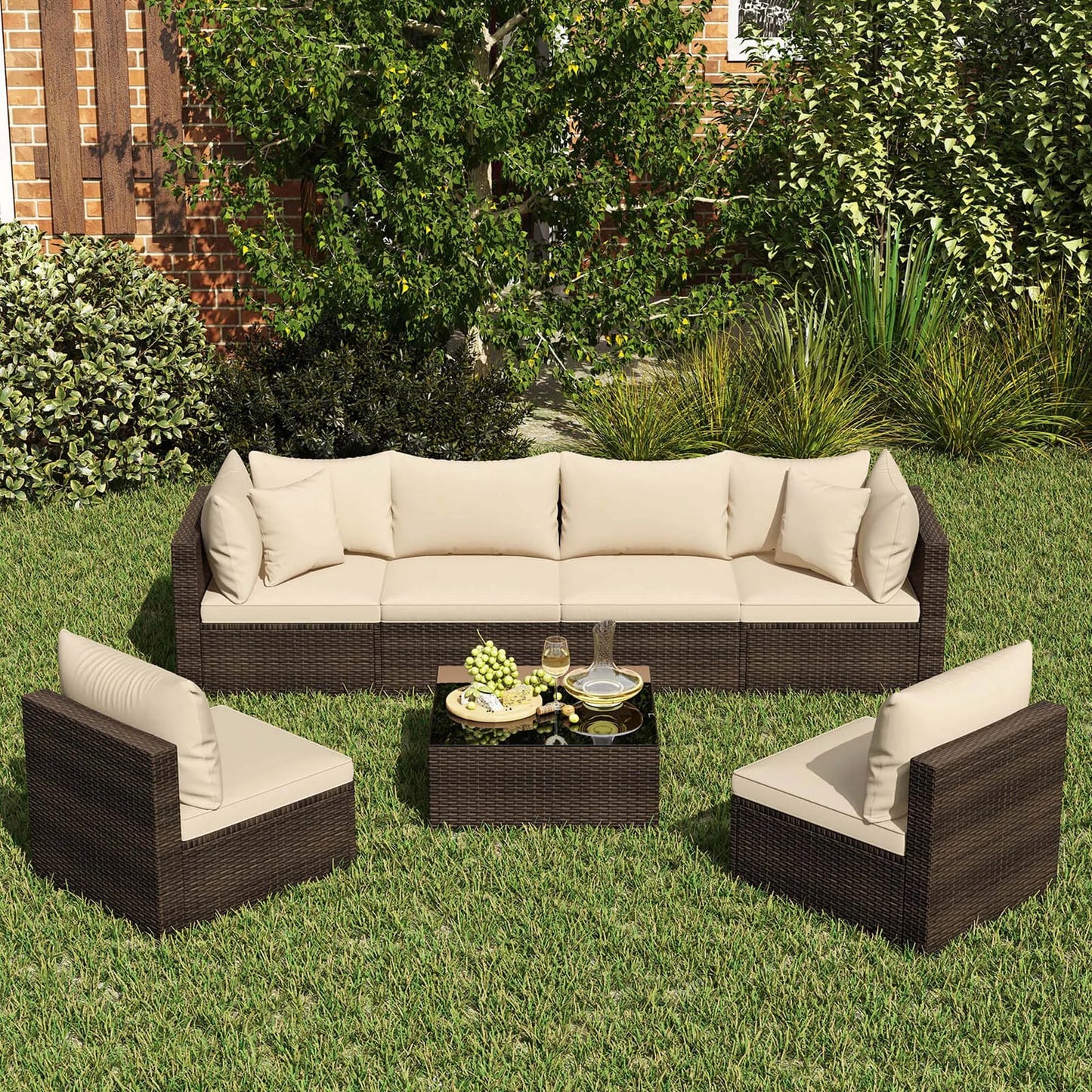 HOMASIS Patio Rattan Furniture Set For Outdoor Living
