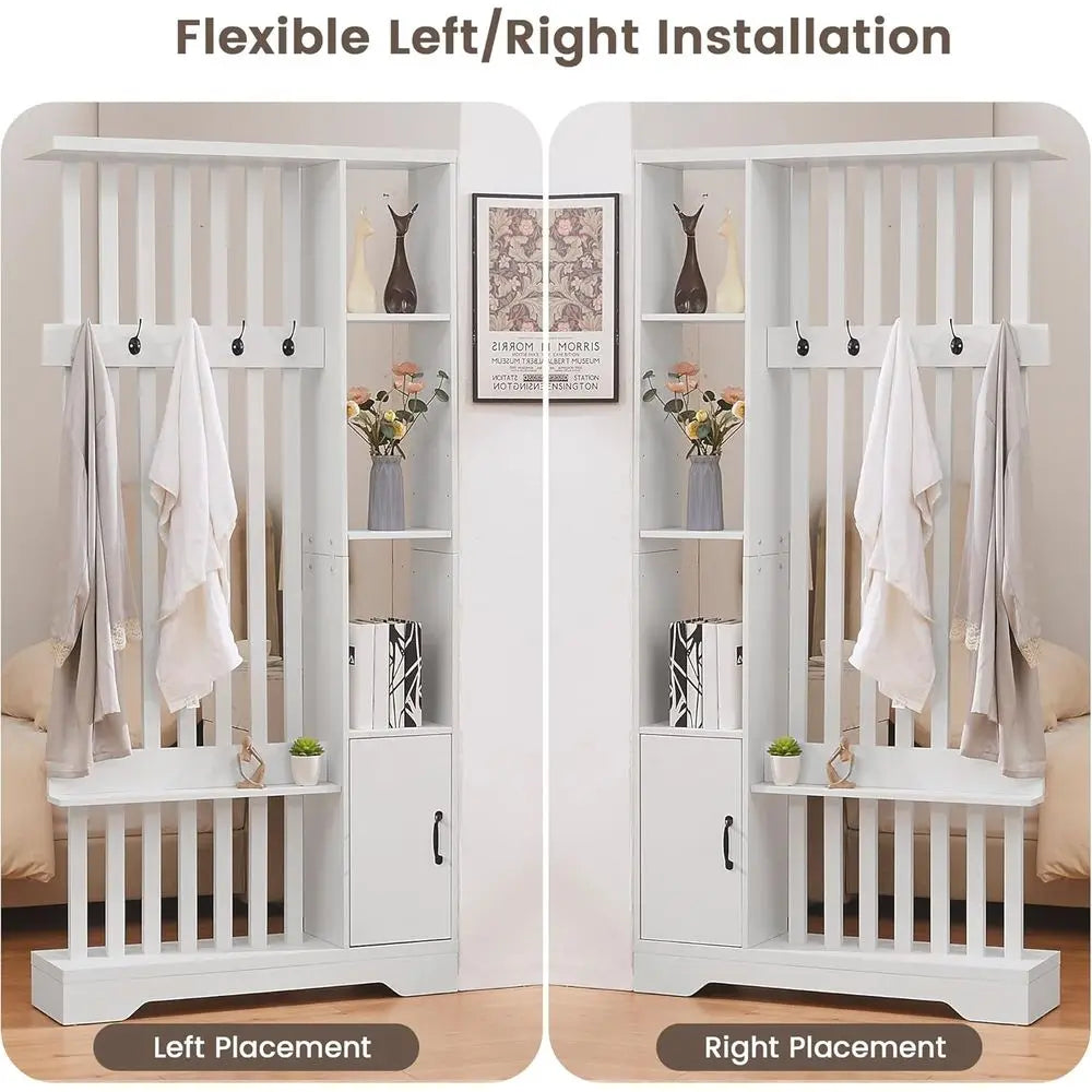 Room Divider With Shelves Freestanding Wood Privacy Screen Coat Rack
