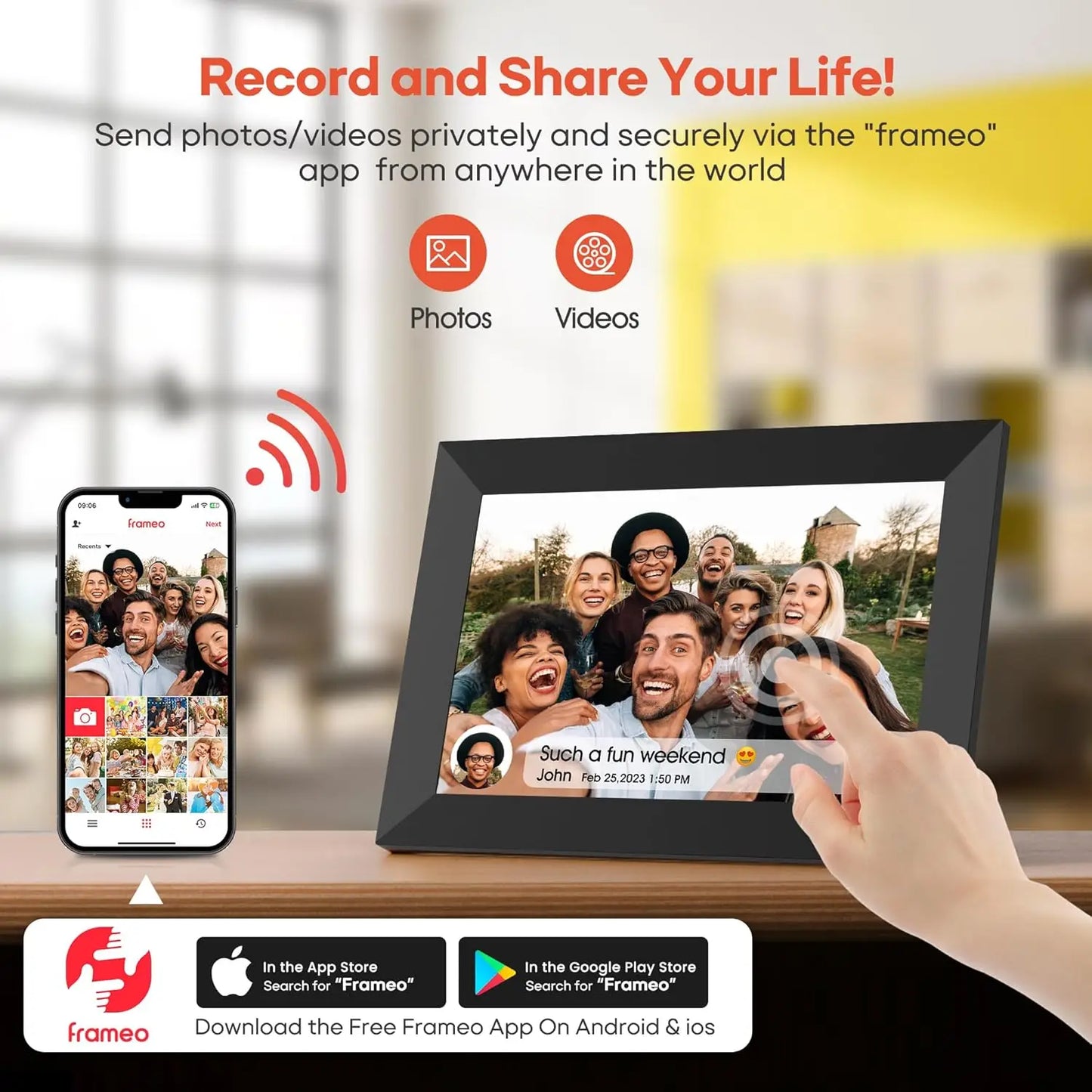 YENOCK 32GB Frameo WiFi Digital Photo Frame For Loved Ones