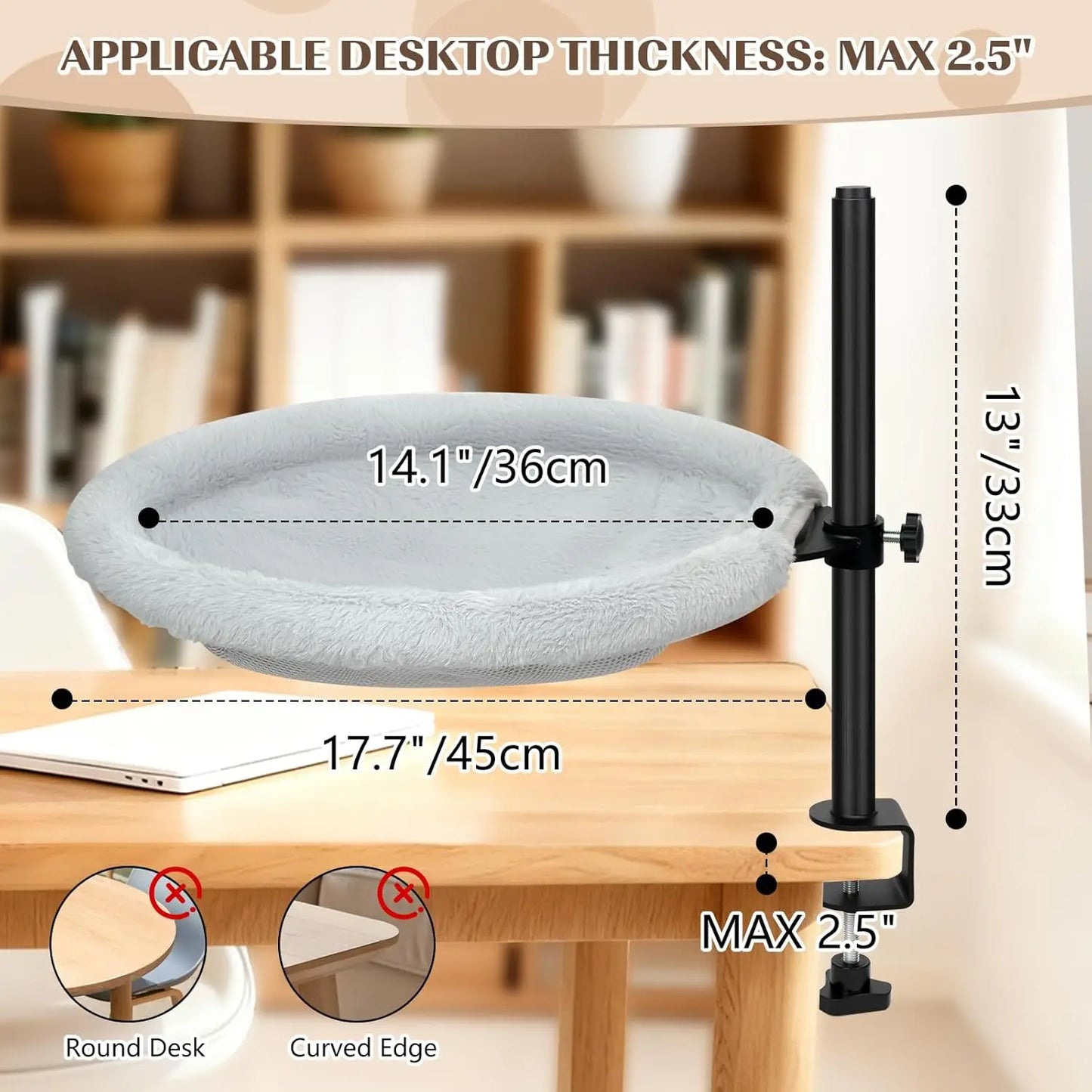 XMSJ Cat Bed for Desk 360 Rotating Height Adjustable