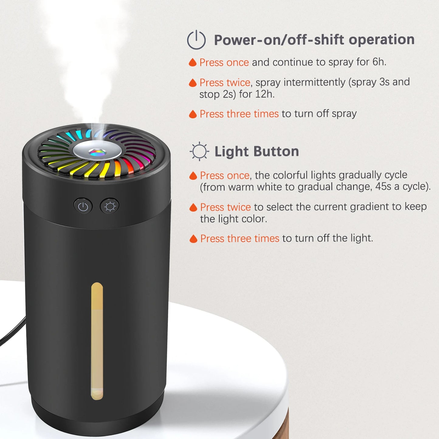 Romellar Ultrasonic Humidifier USB Dual Mist Modes